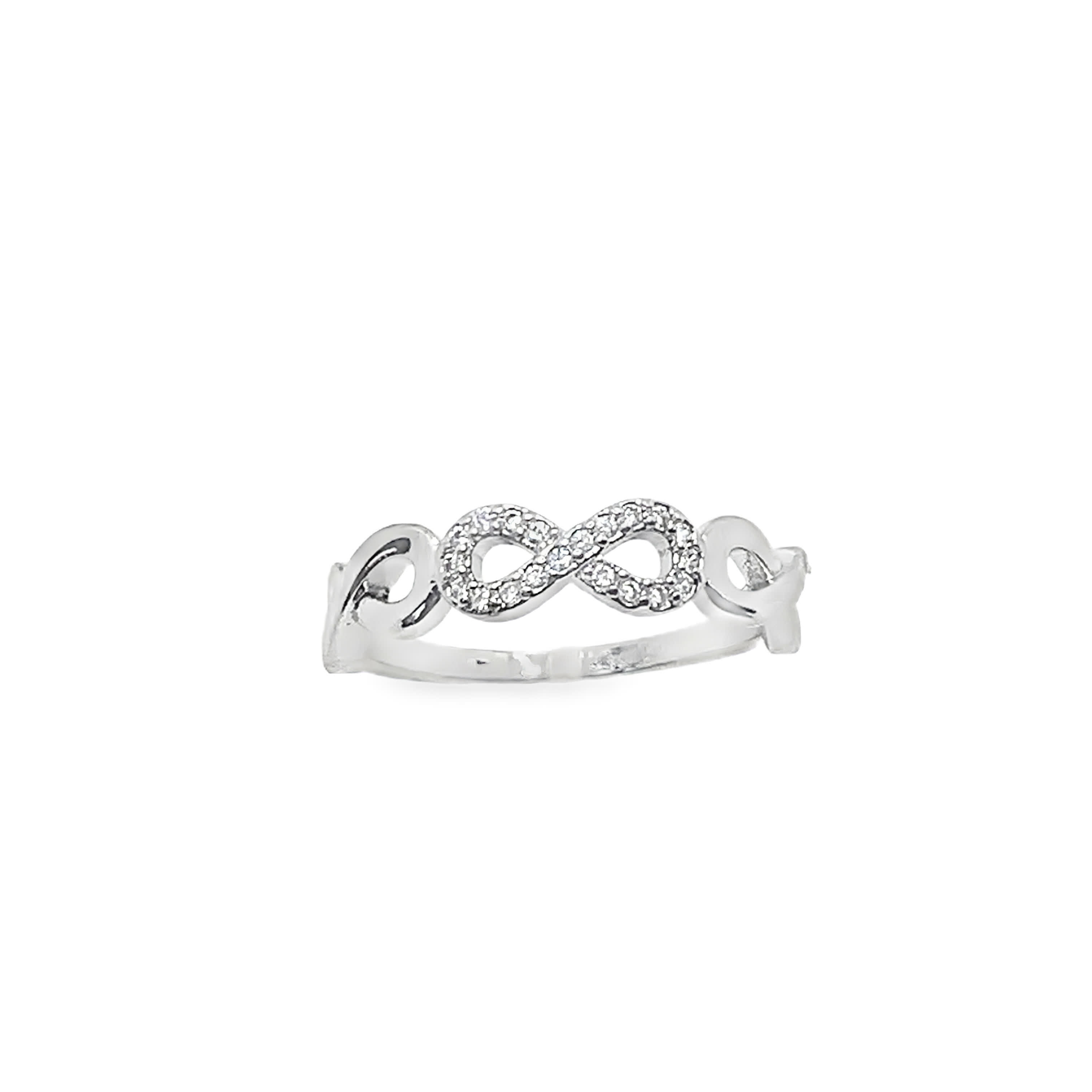 White Gold Silver Multistone Ring with Round Brilliant Diamonds