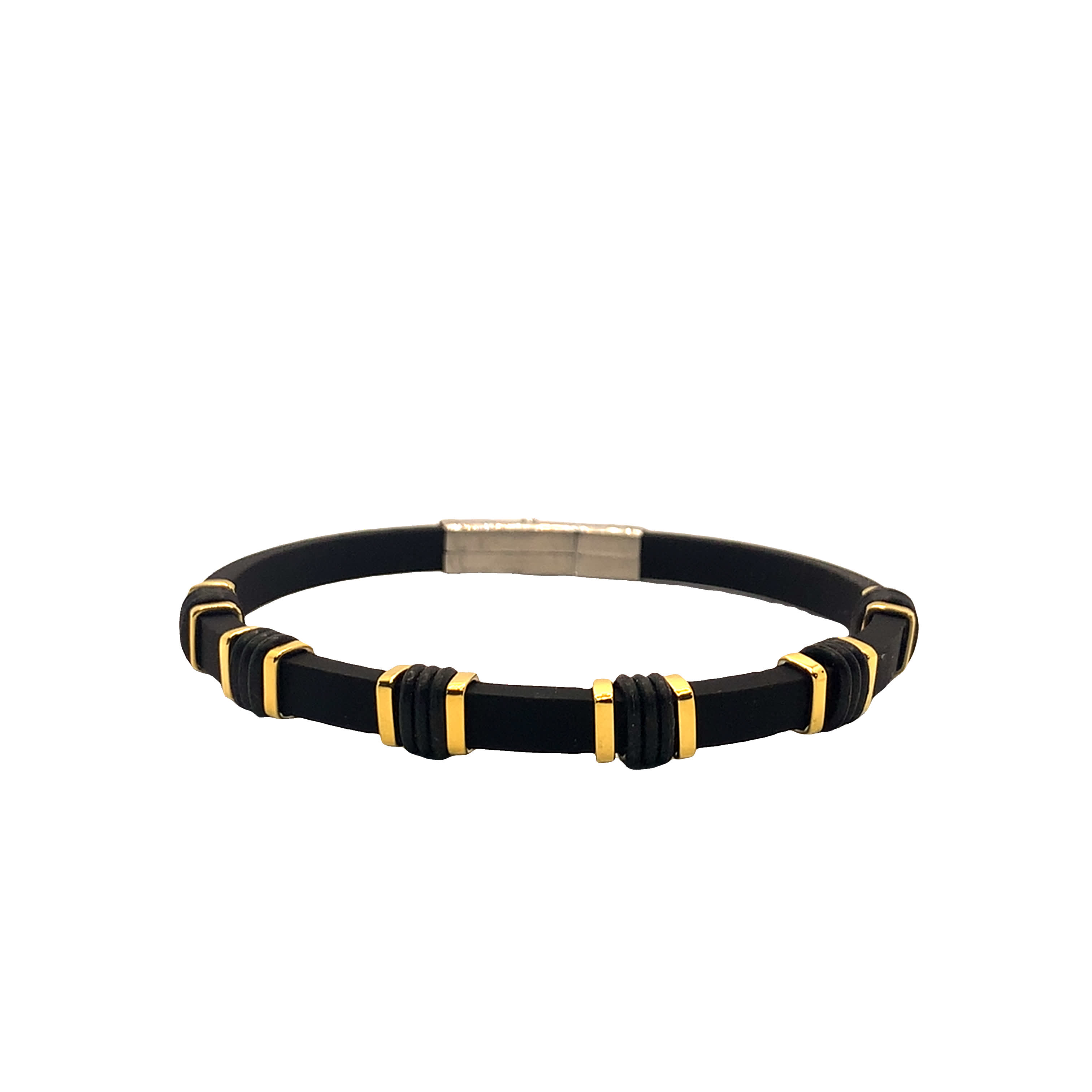 Contemporary Non-Metal Bangle with Yellow Gold Accents