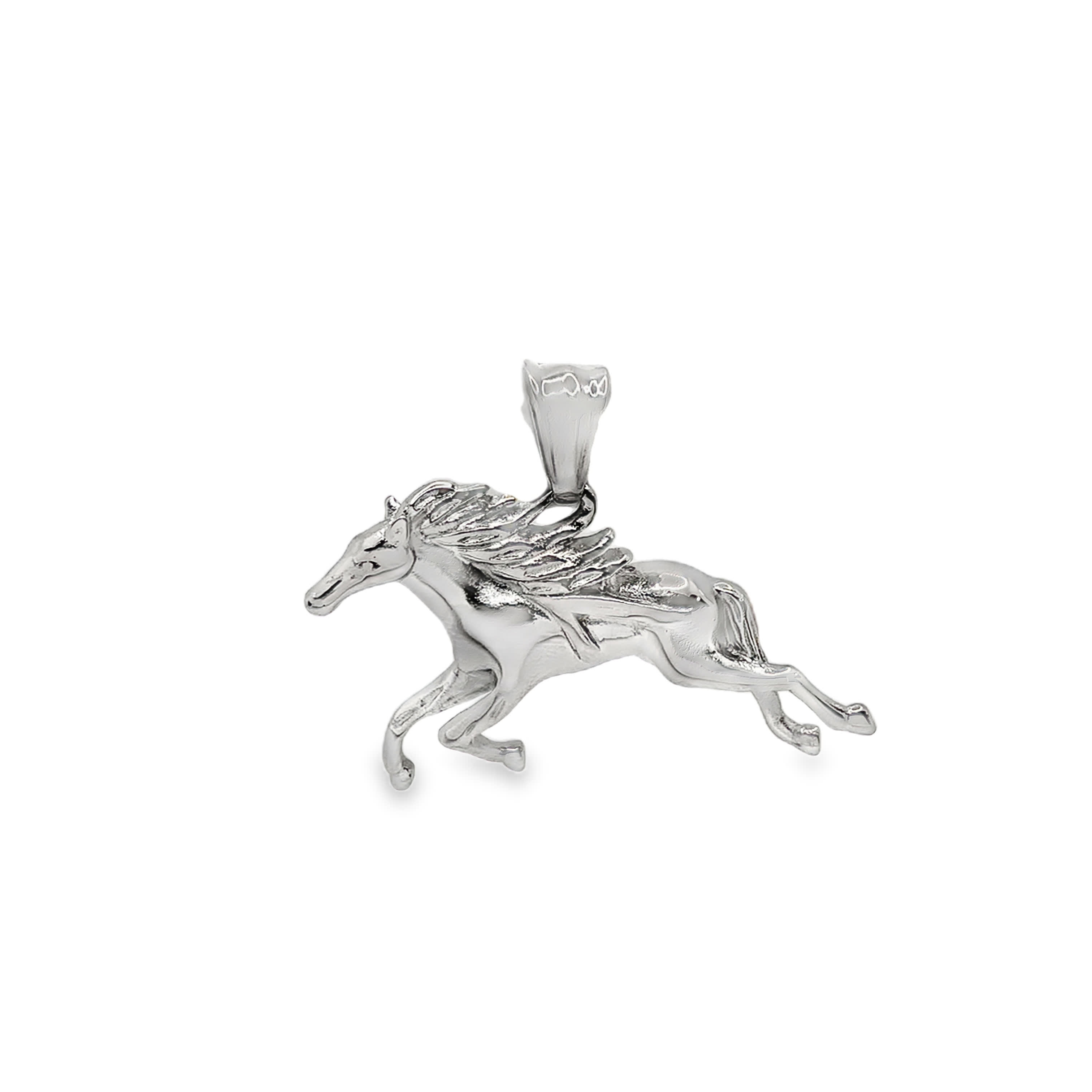 Elegancki posrebrzany wisiorek w kształcie konia