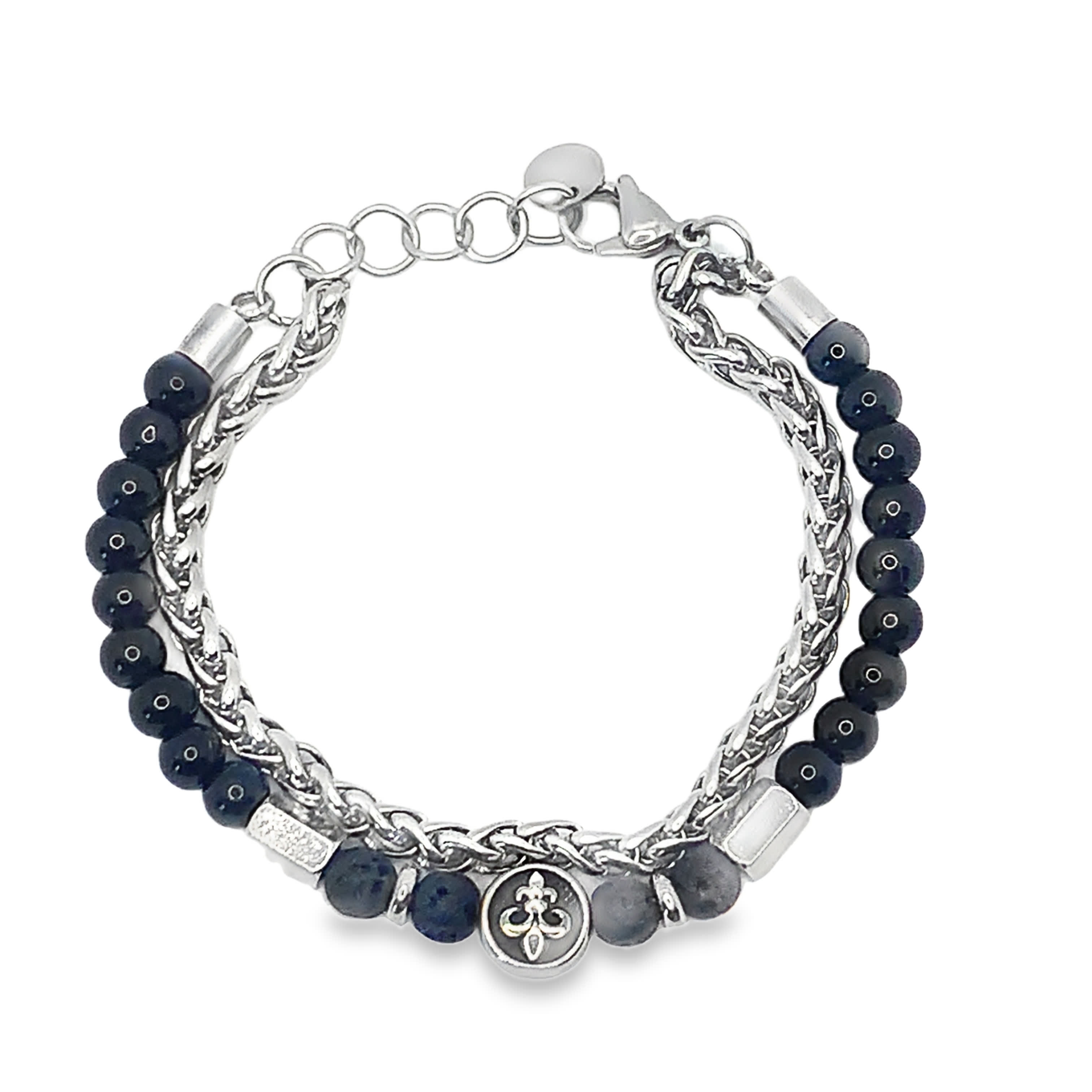 Bransoletka z koralików ze srebrzonej stali artystycznego z misternym urokiem