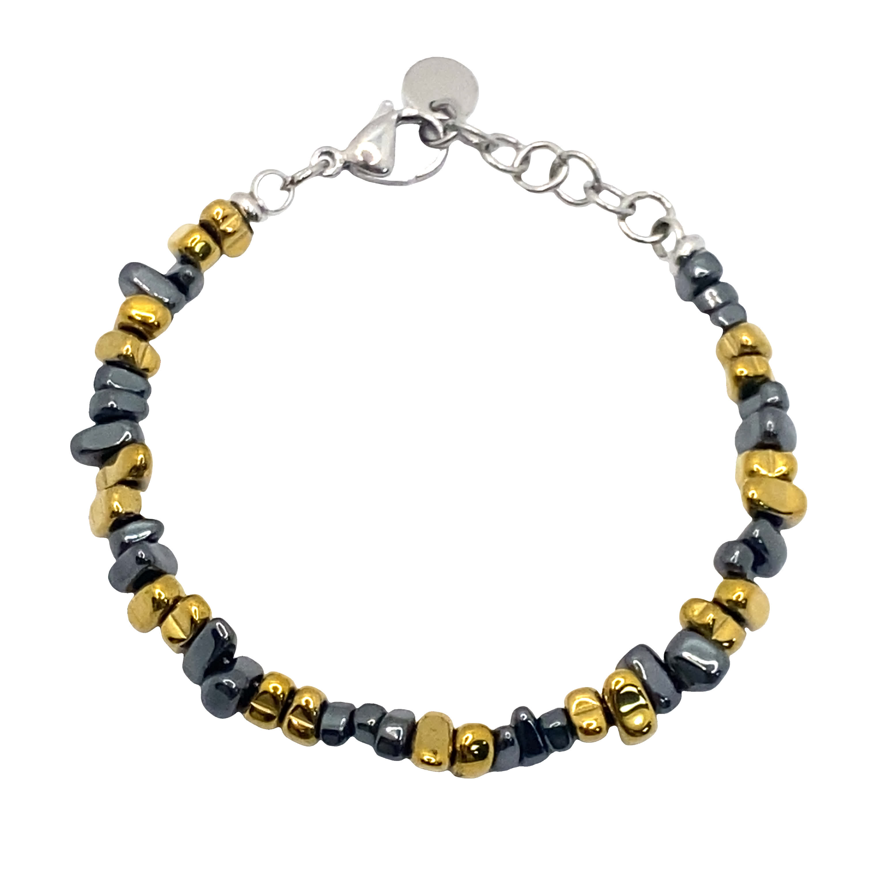 Ręcznie wykonana bransoletka z koralików ze złoconej stali i stali