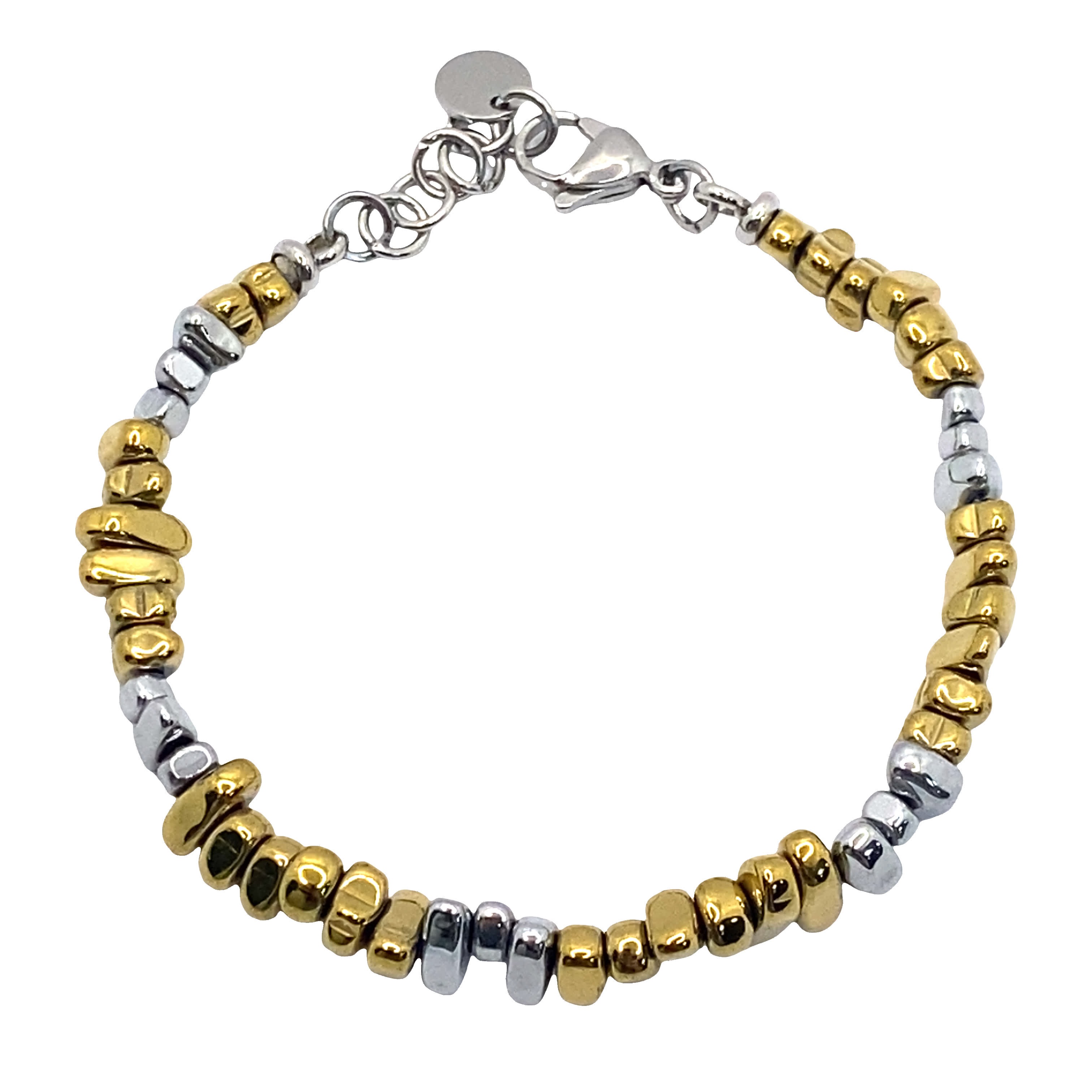 Dwukolorowa bransoletka koralikowa w kolorze stali i wykończeniu w odcieniu stali
