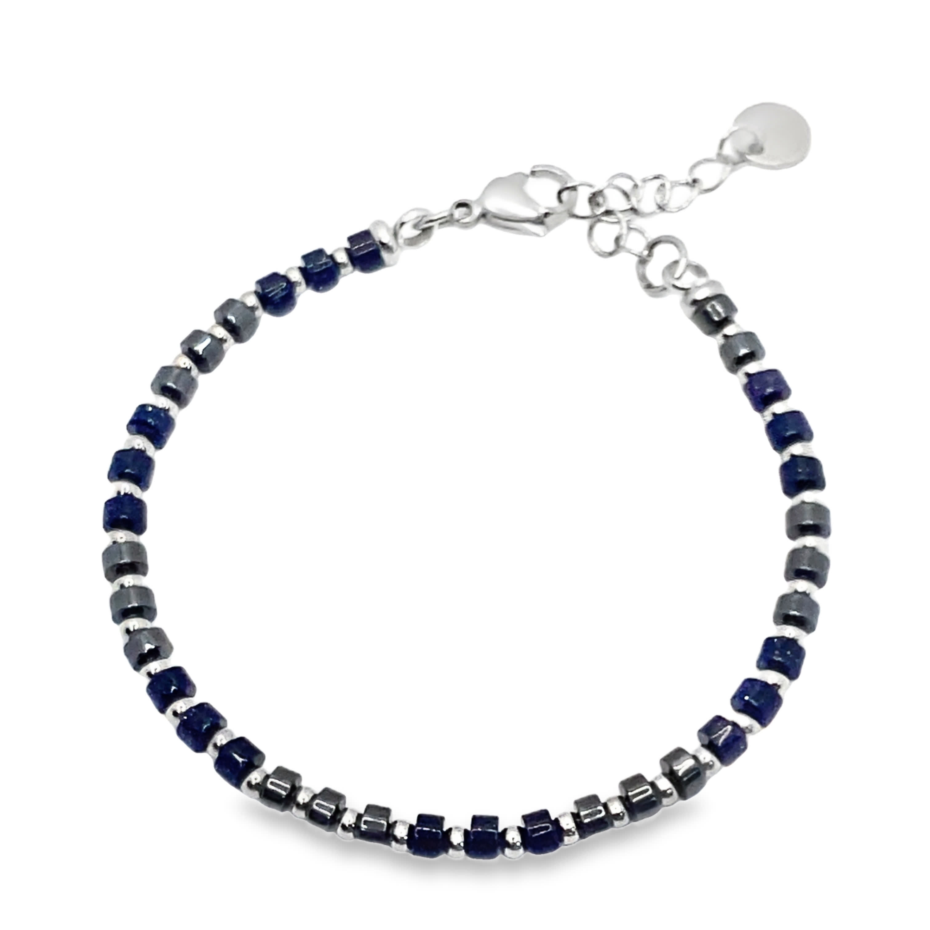 Elegancka srebrna bransoletka z koralikami w białym złocie