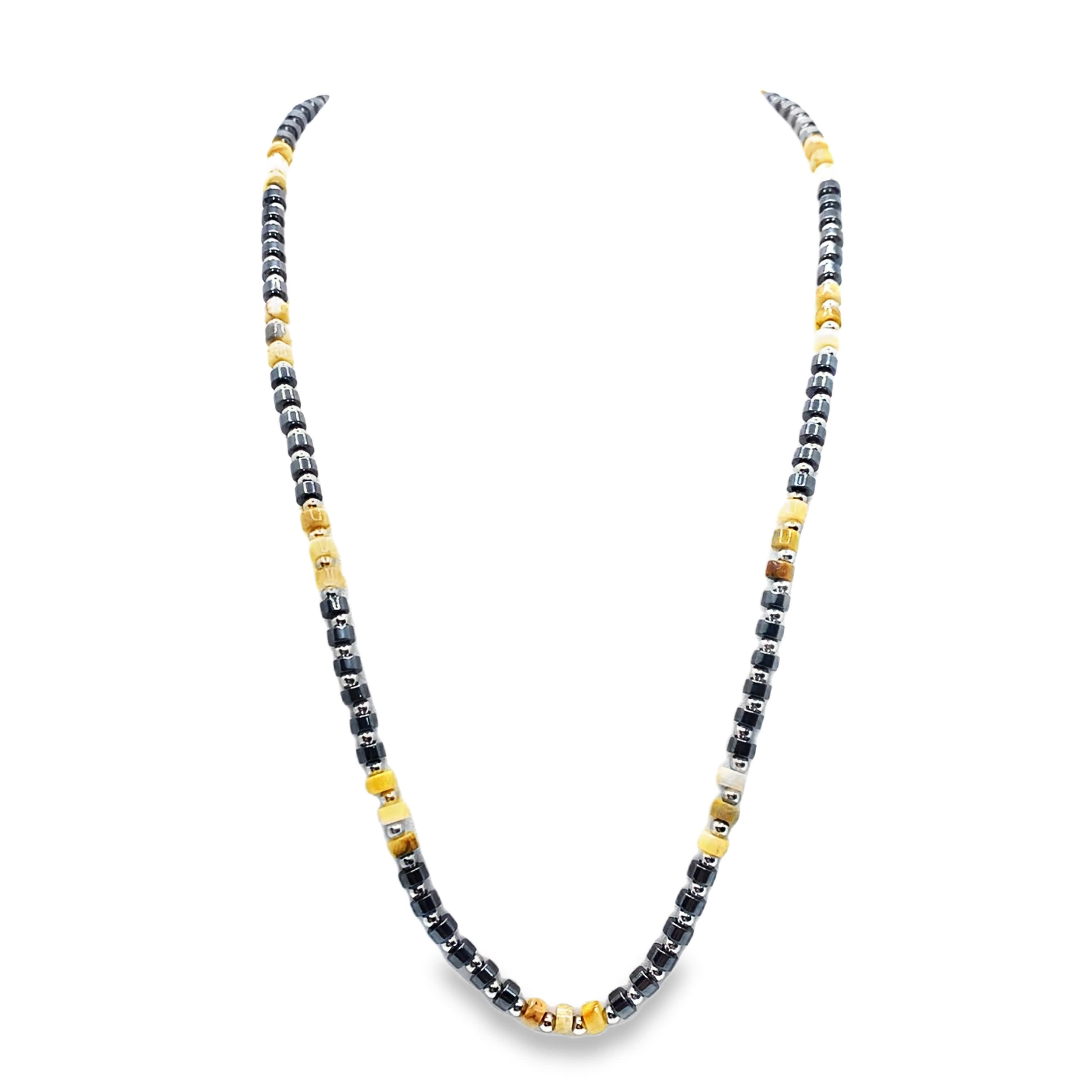 Naszyjnik z koralików agatowych z żółtopomarańczowymi kamieniami agatowymi w szlifie kaboszonowym