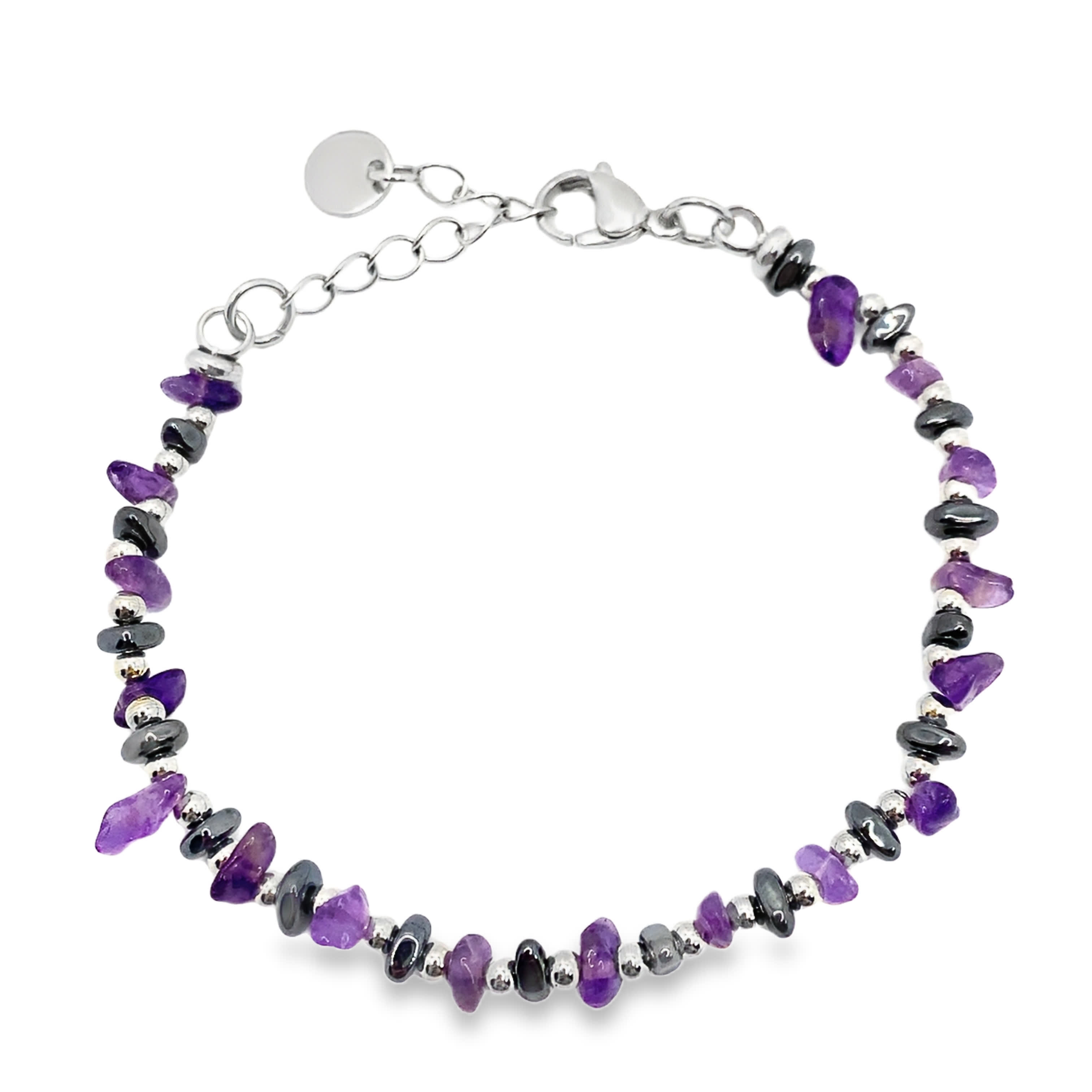 Bransoletka z koralików barokowych z ametystu w