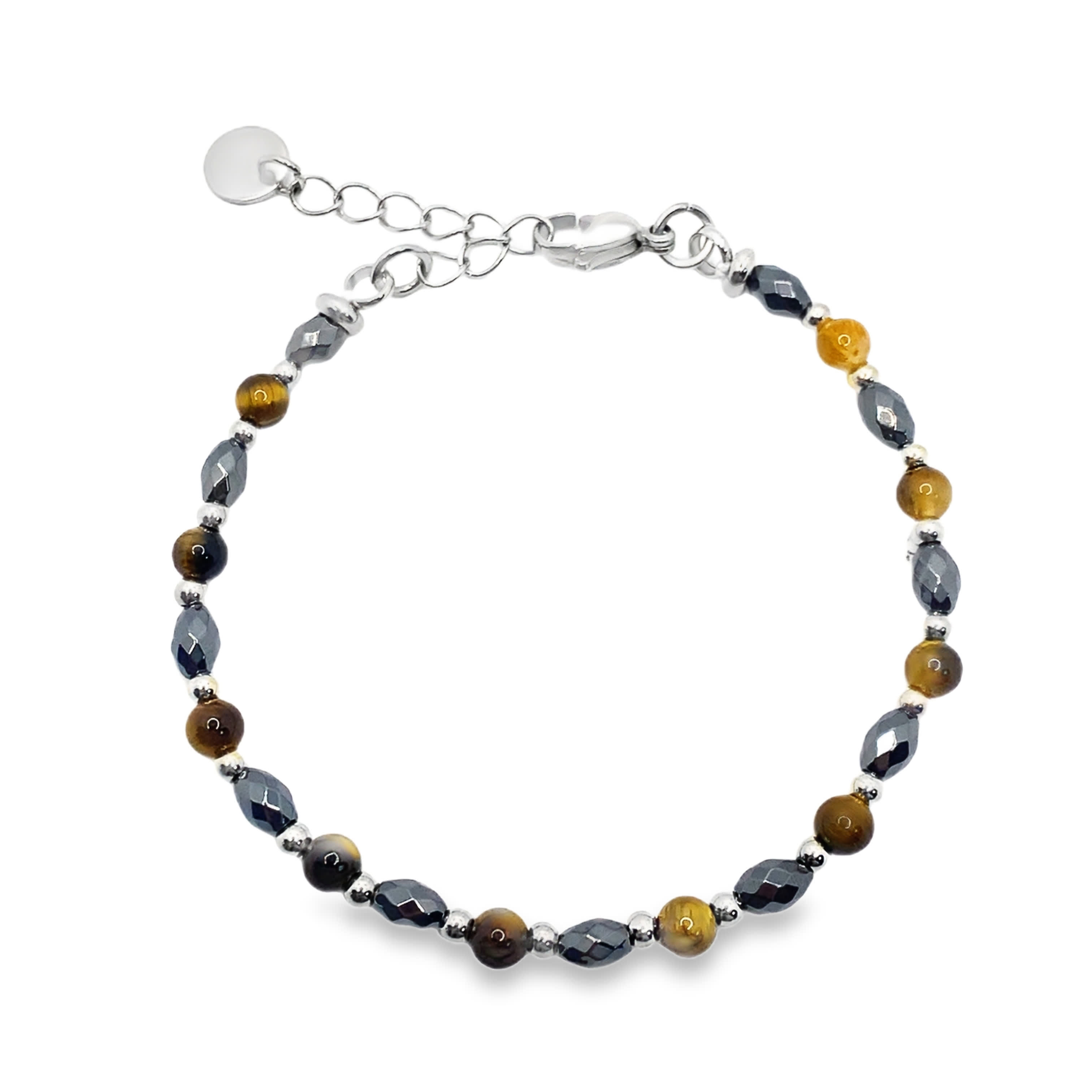Srebrzona bransoletka z koralikami i żółtopomarańczowymi agatami