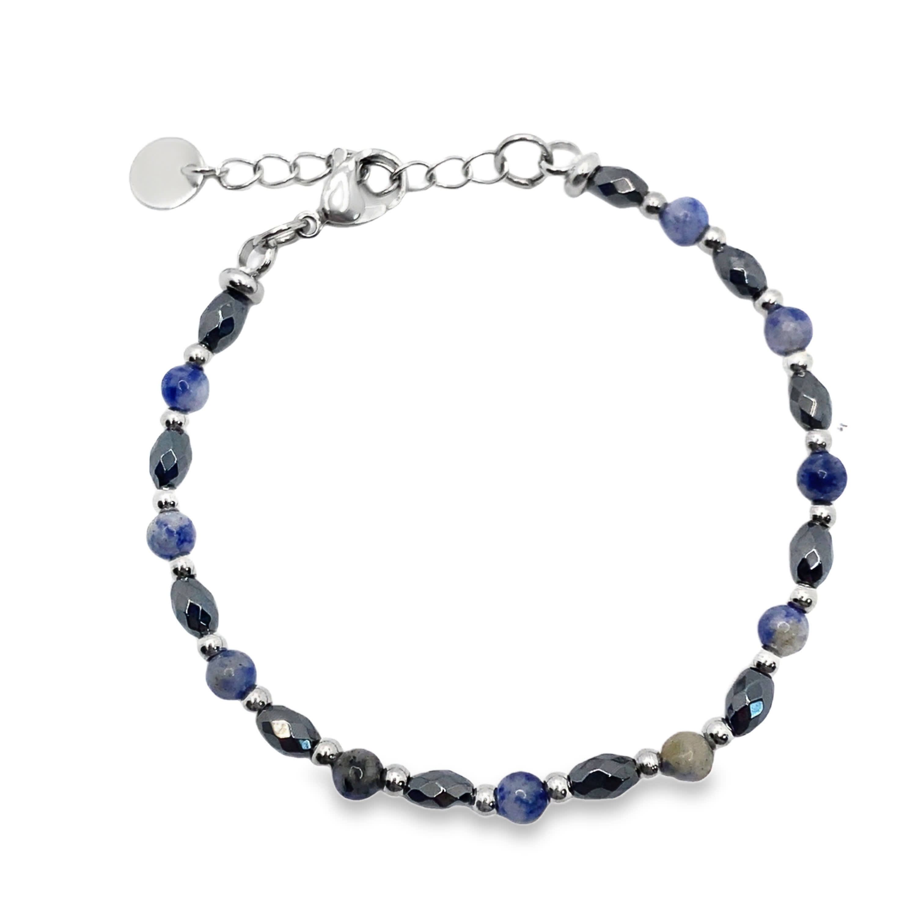 Srebrzona bransoletka z koralikami i kamieniami