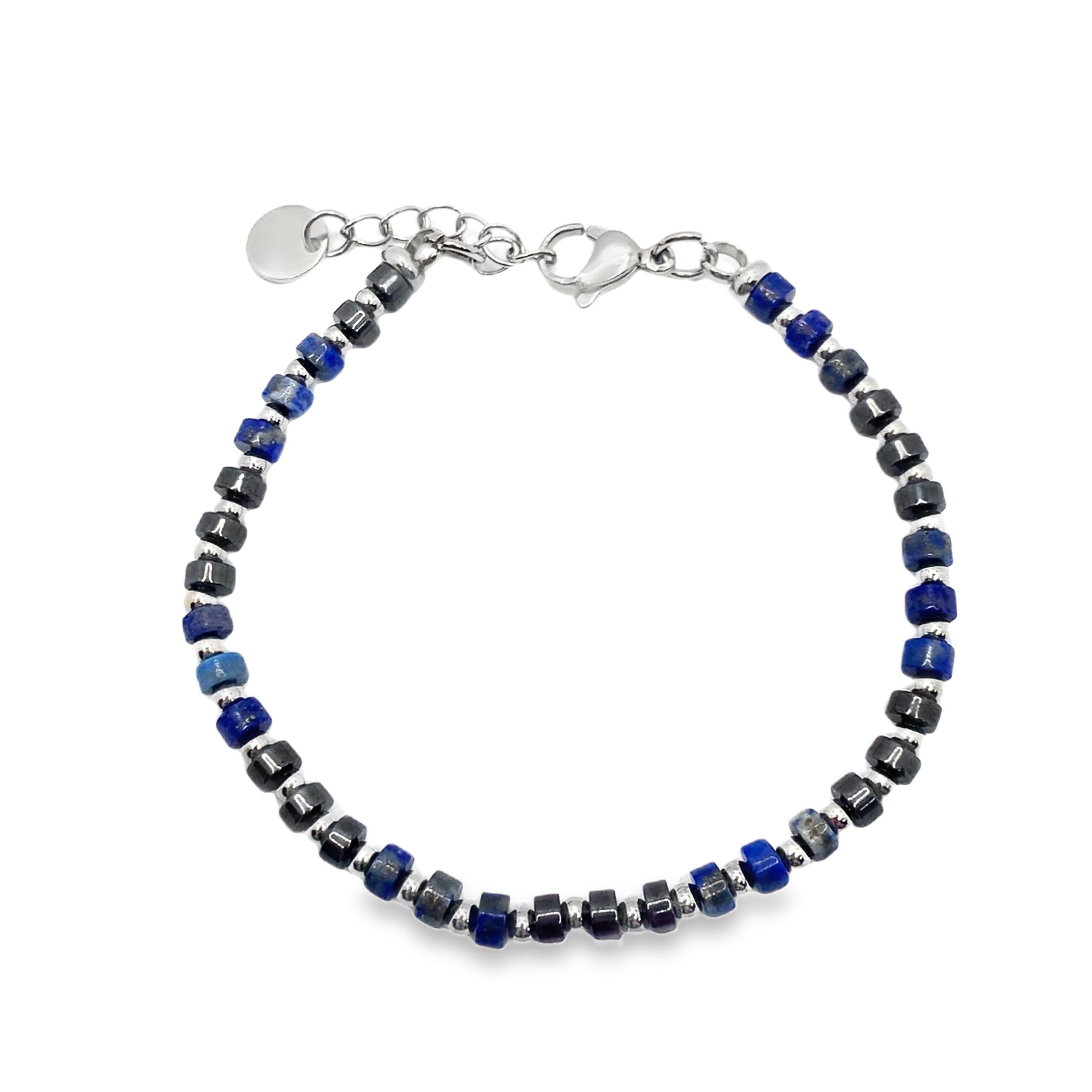 Posrebrzana bransoletka z koralikami i kamieniami