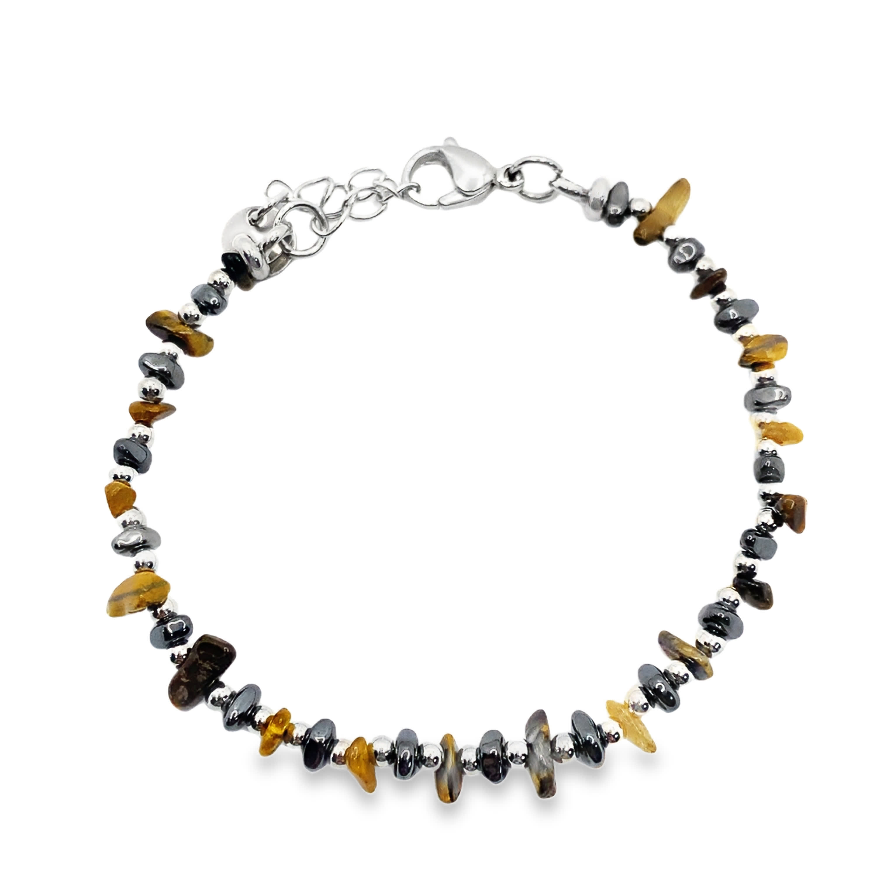 Bransoletka z koralików ze srebrzonej stali  z żółtym kwarcem