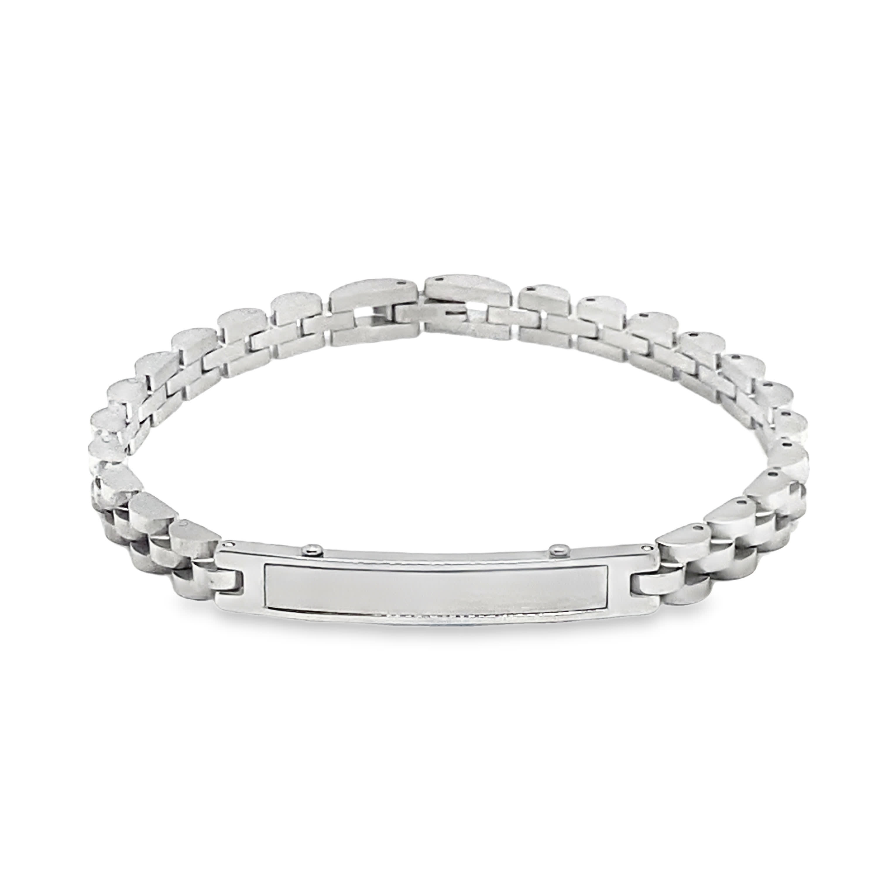 Elegancka bransoletka z łańcuszkiem ze srebrzonej stali i białego złocona