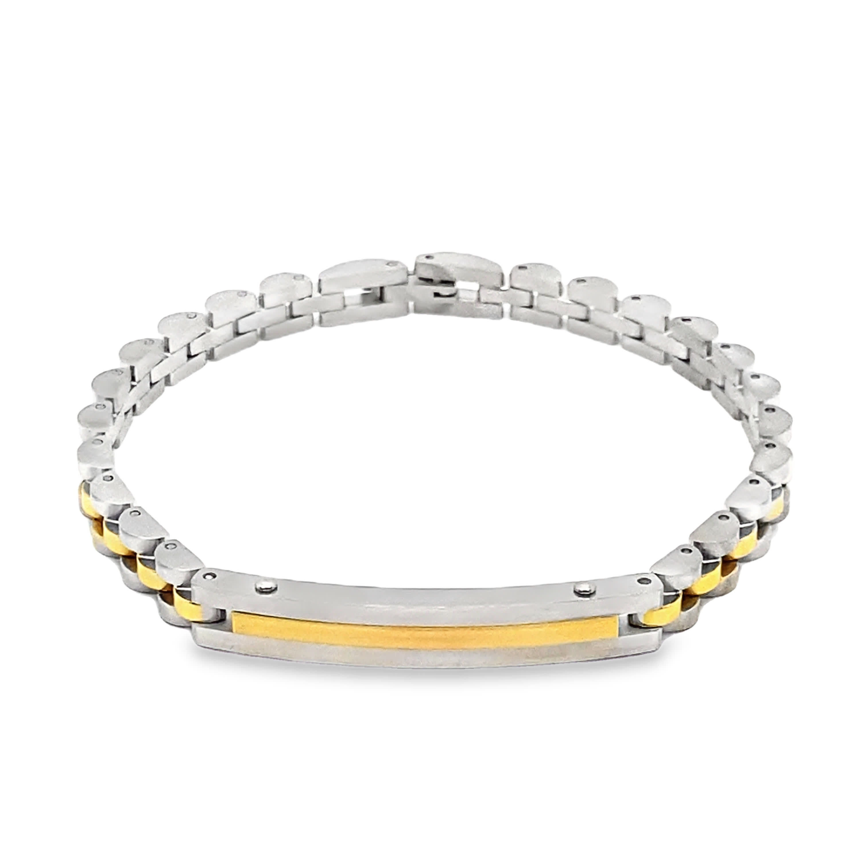 Bransoletka z łańcuszkiem akcentowym ze srebrzonej stali i żółtego metalu