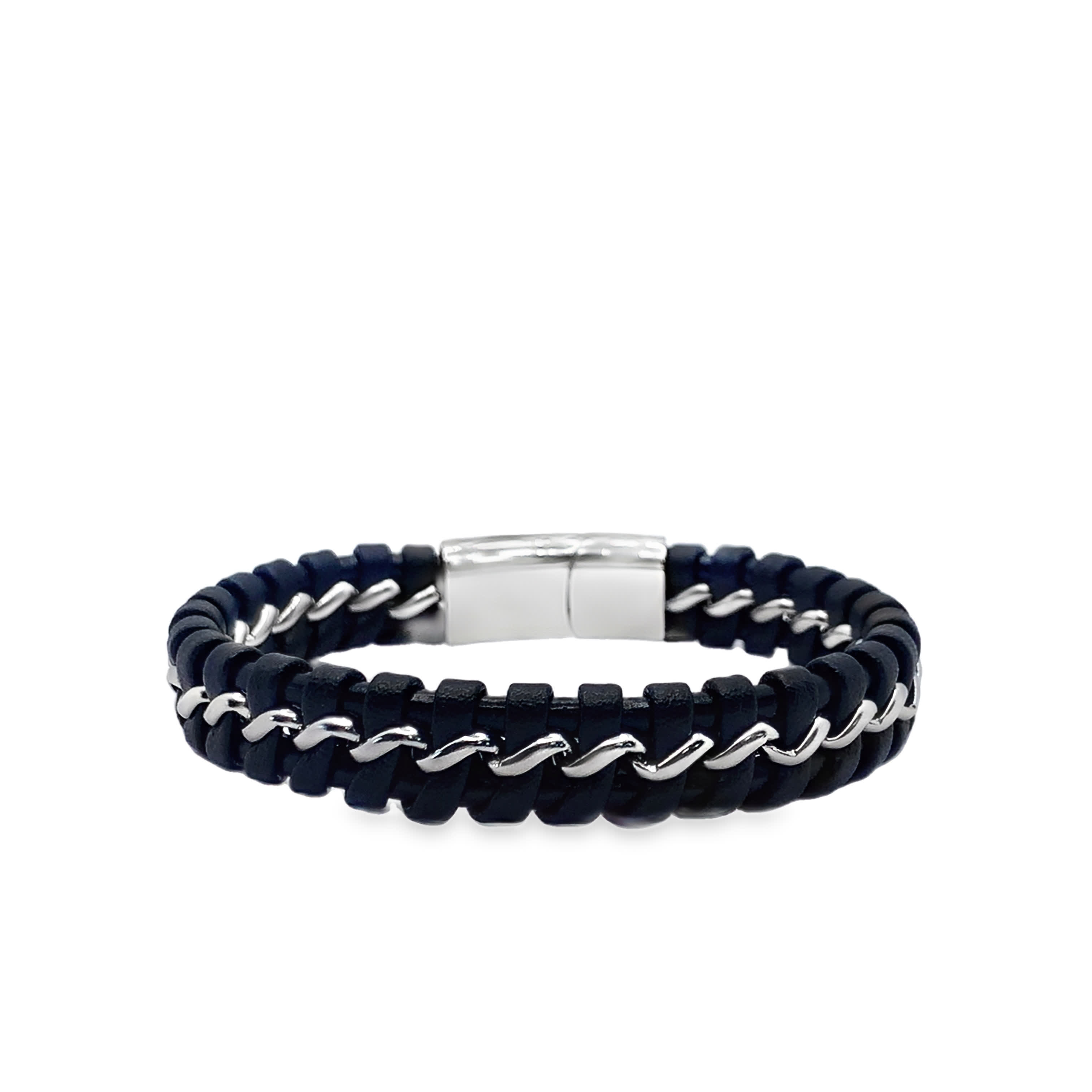 Stylowa bransoletka w kolorze czarno-posrebrzanym