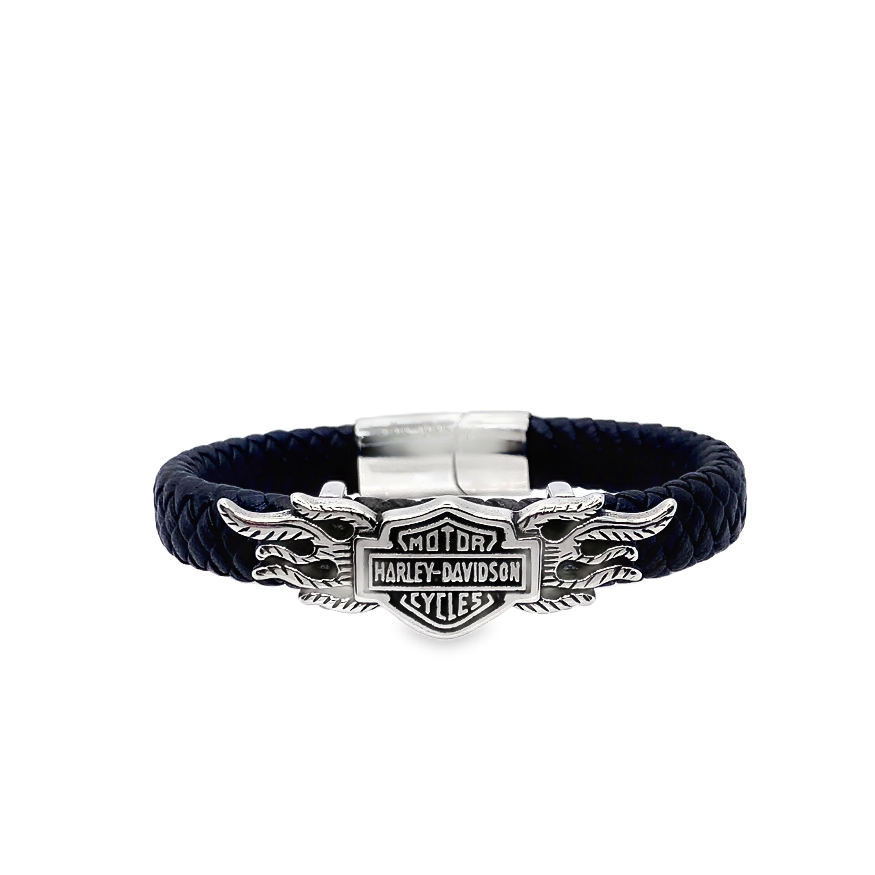 Stylowa czarna skórzana bransoletka