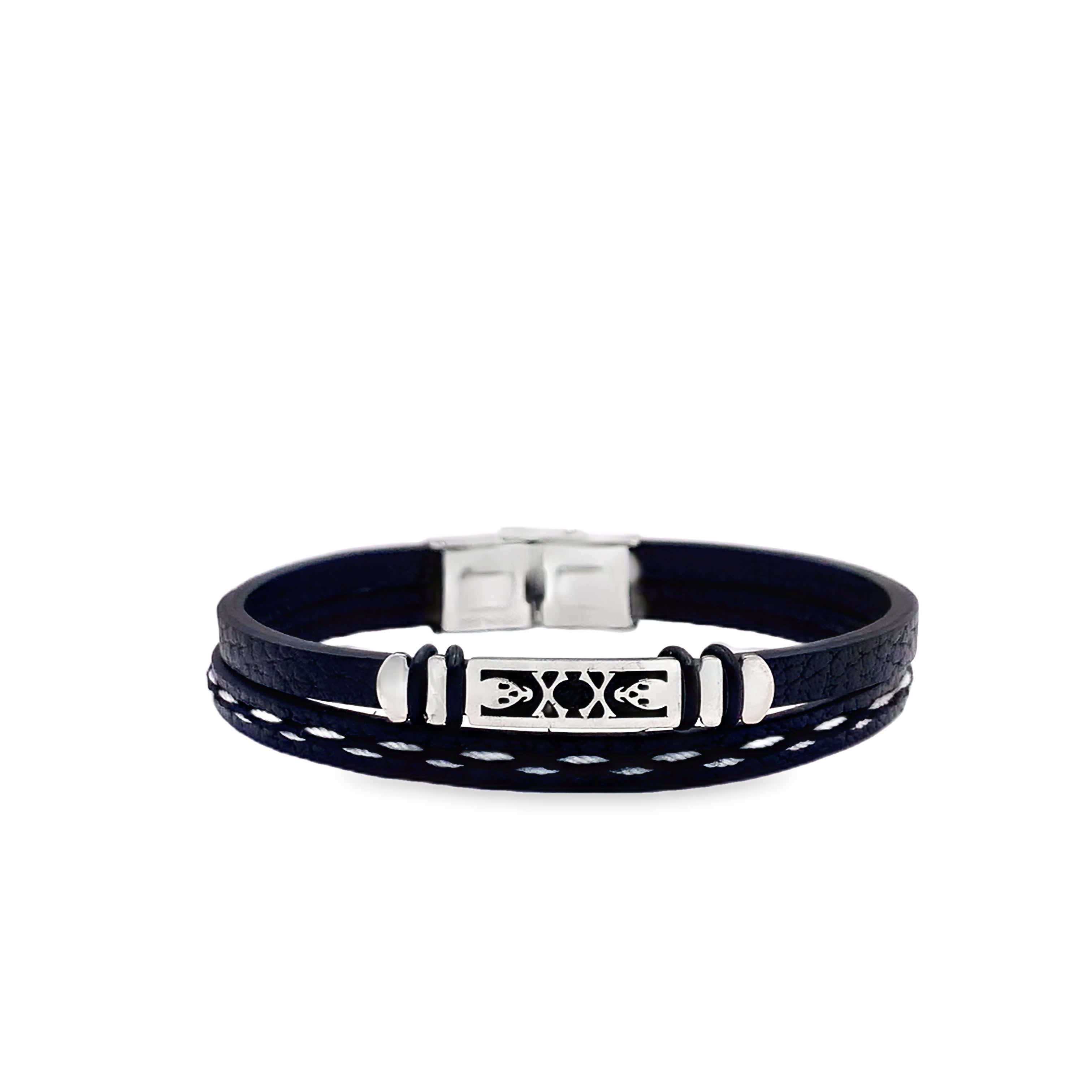 Stylowa czarna skórzana bransoletka