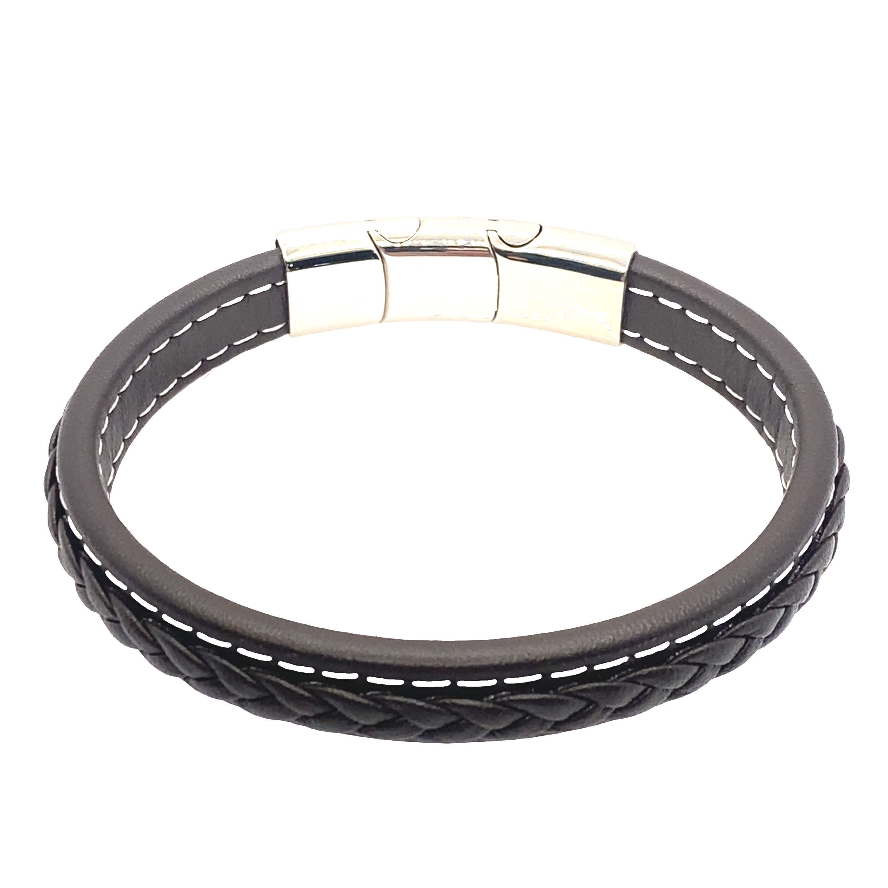 Bransoletka ze skóry plecionej w kolorze czarnym