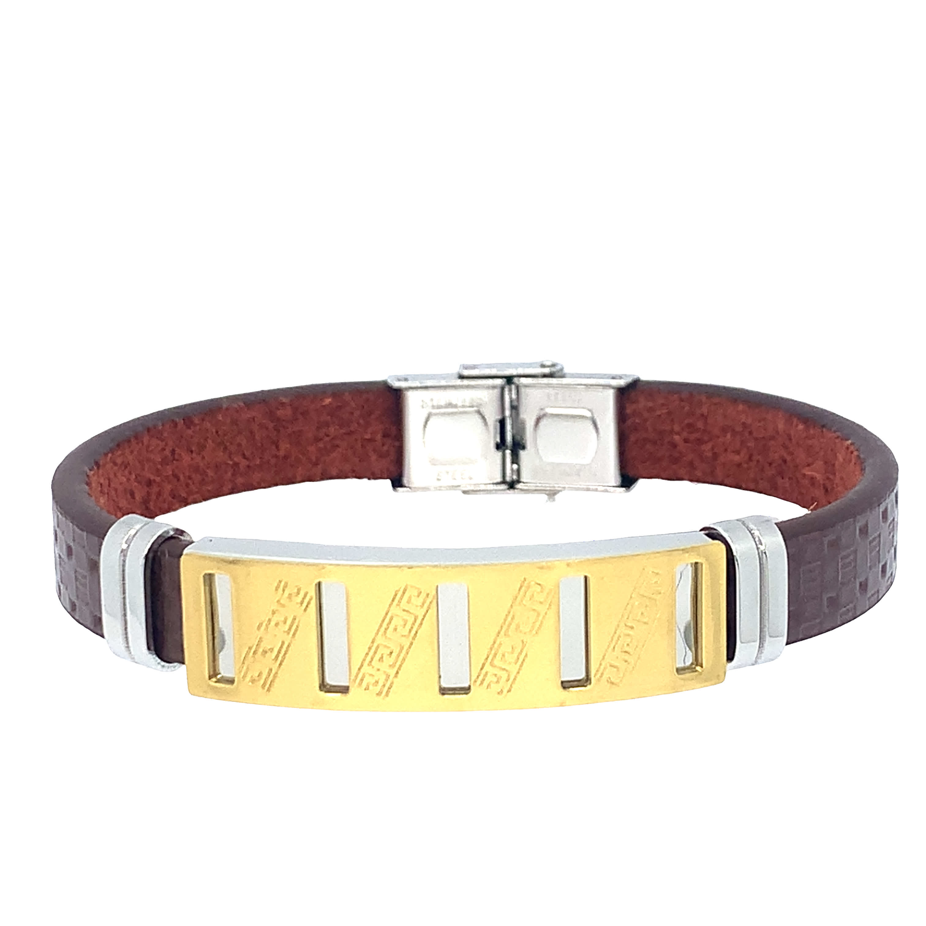 Bransoletka ze złoconej stali bez metalu z ozdobnymi grawerunkami