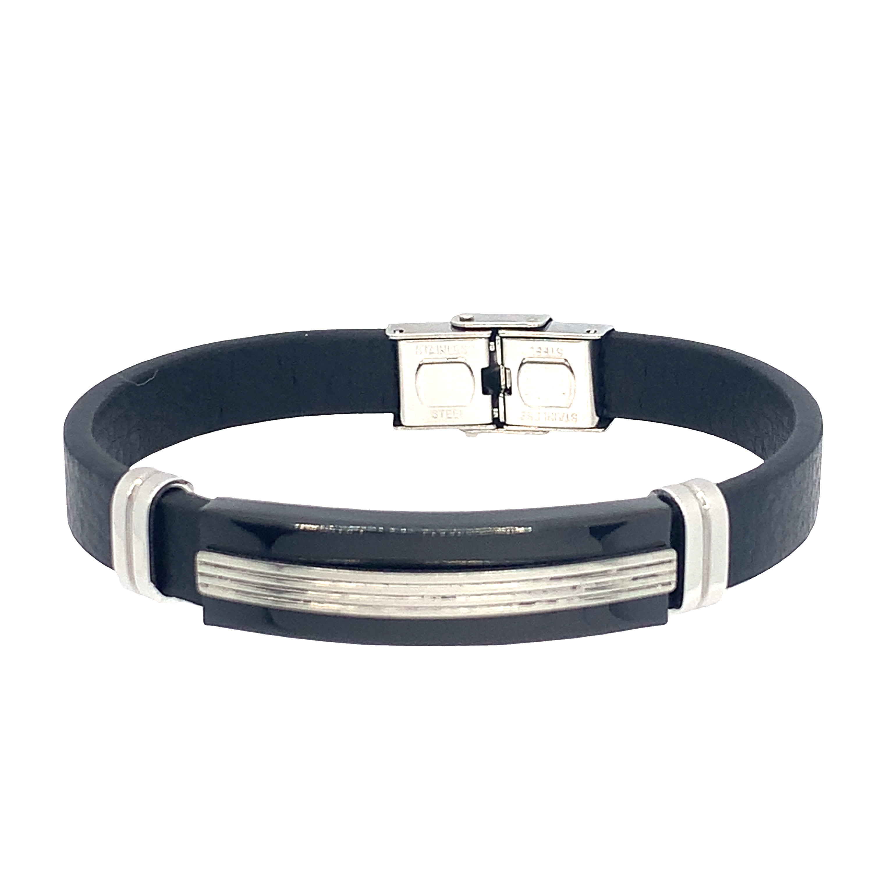 2Elegancka bransoletka bez metalu z metalicznym akcentem