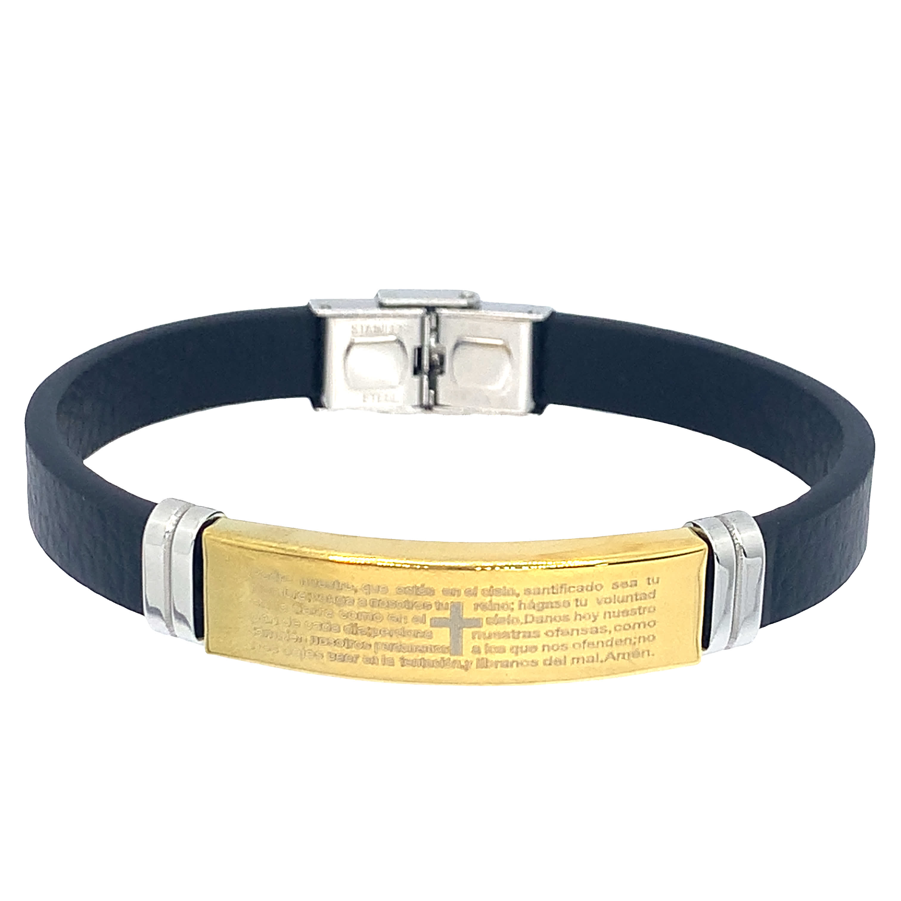 Inspirująca grawerowana bransoletka ze złocistymi akcentami