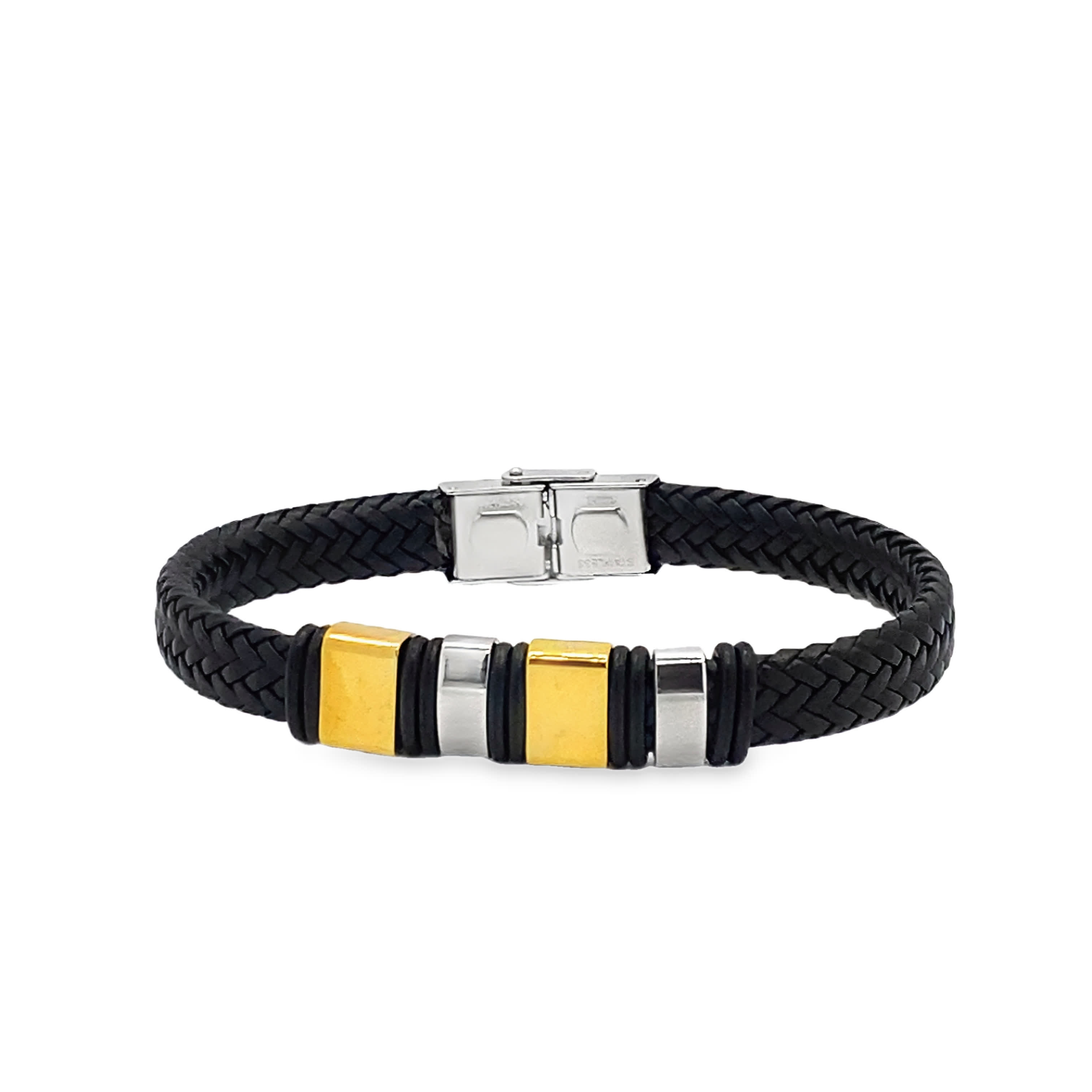 Pleciona bransoletka z akcentami w odcieniu żółtego złota