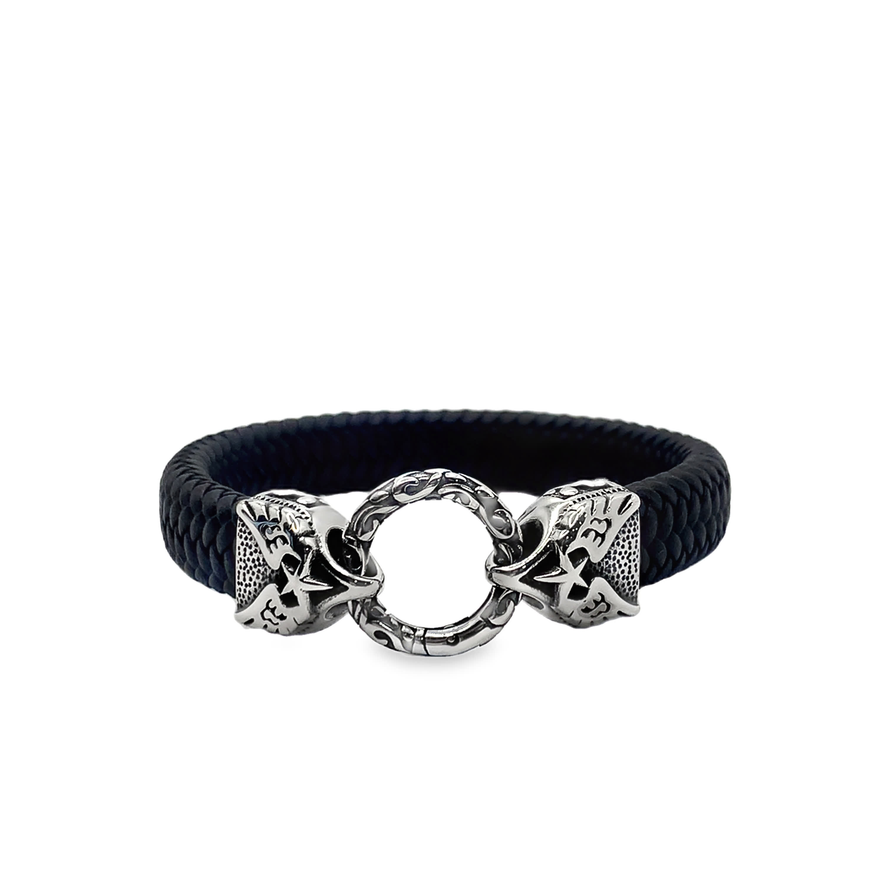 Bransoleta sztywna z głową wilka