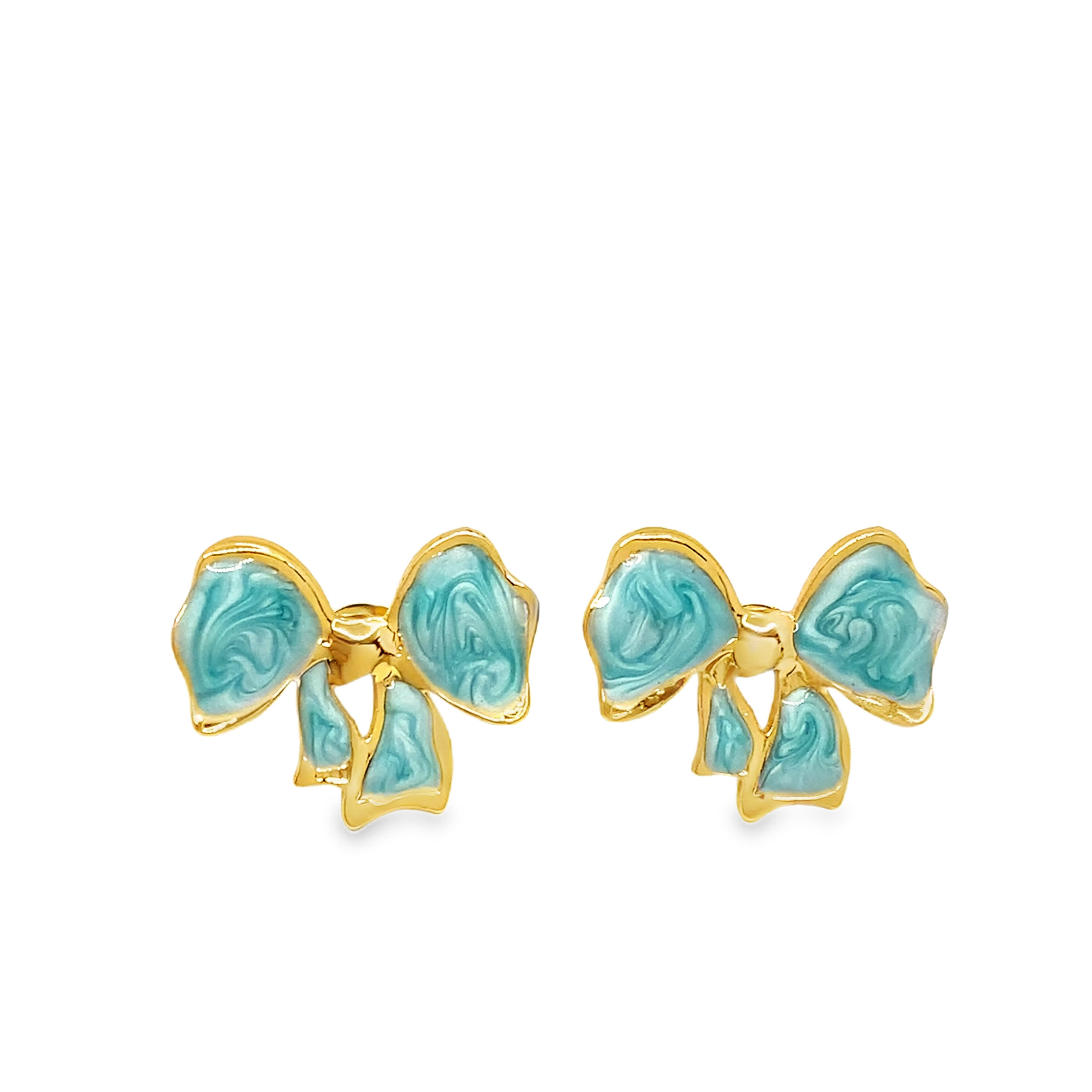 Kolczyki sztyfty z kokardką w kolorze złotym