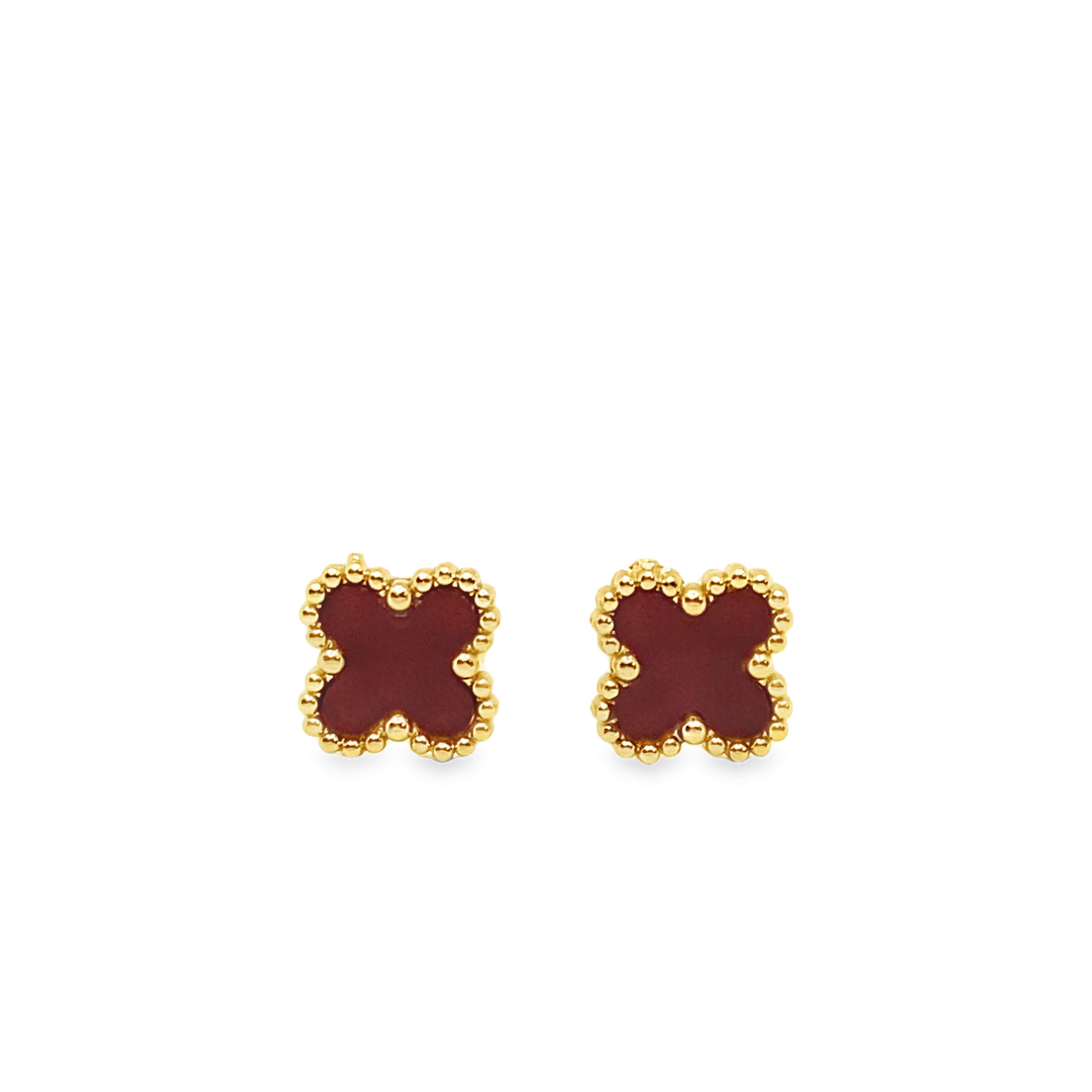 Kolczyki sztyfty w kształcie koniczyny z żółtego złota