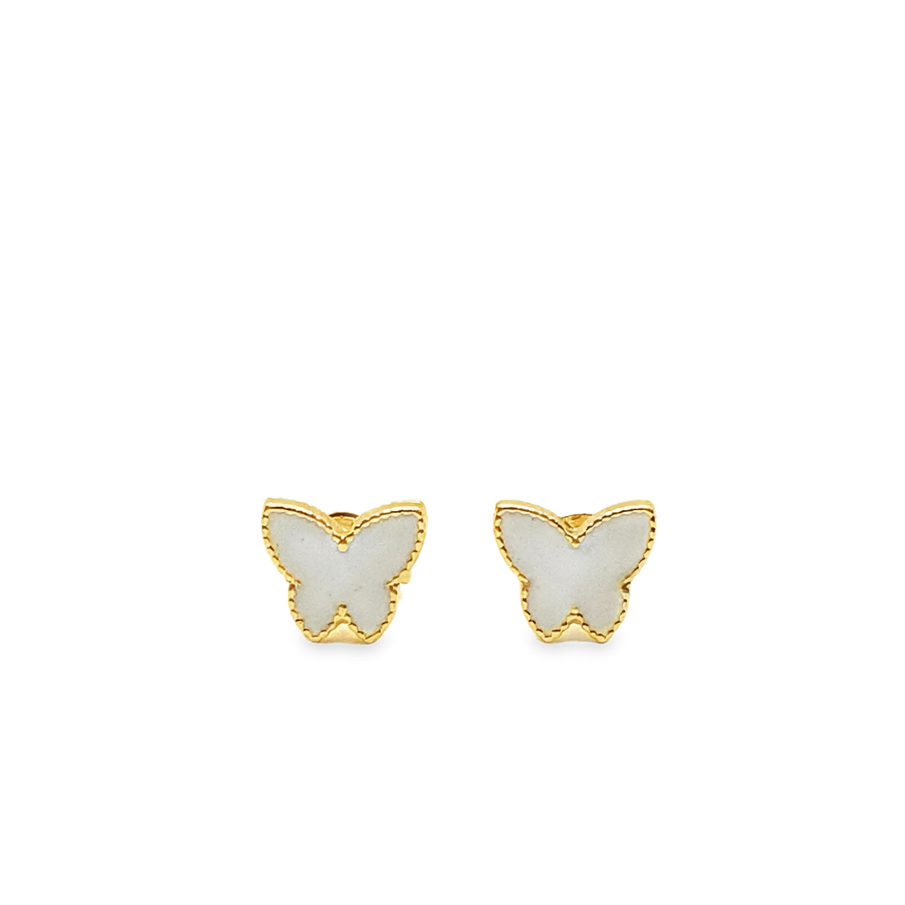 Whimsical Yellow Gold Butterfly Stud Earrings