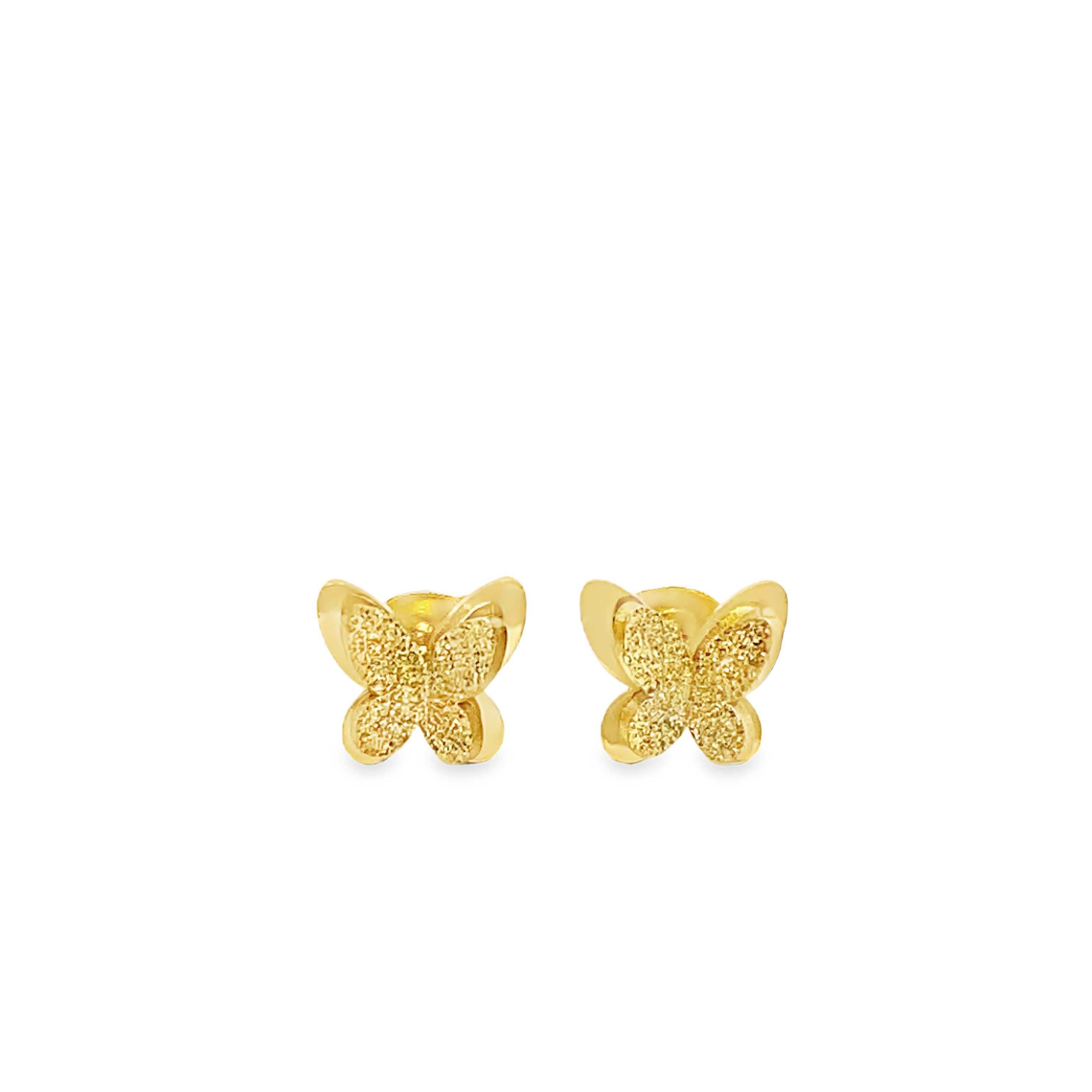 Yellow Gold Butterfly Stud Earrings