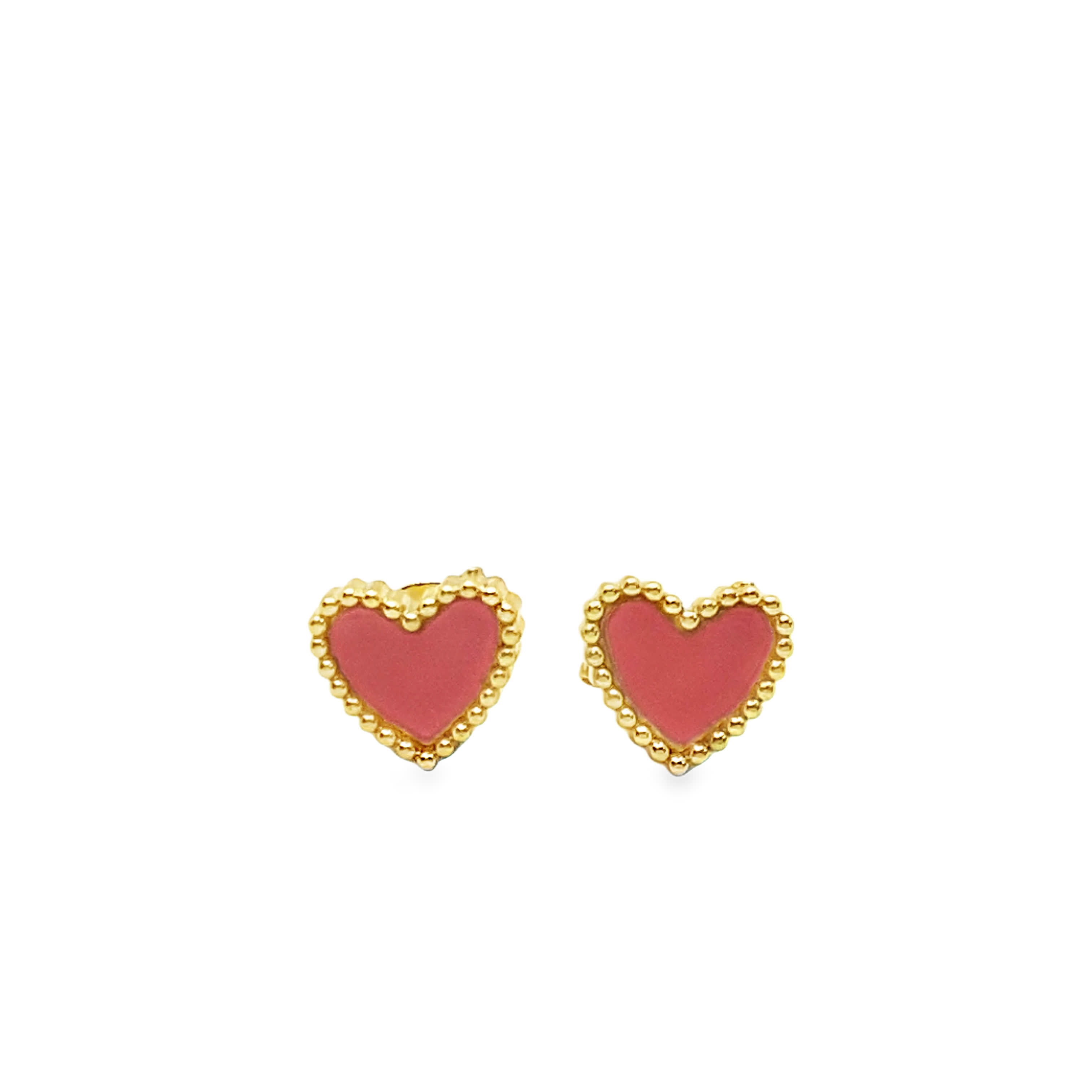 Gold Heart Stud Earrings