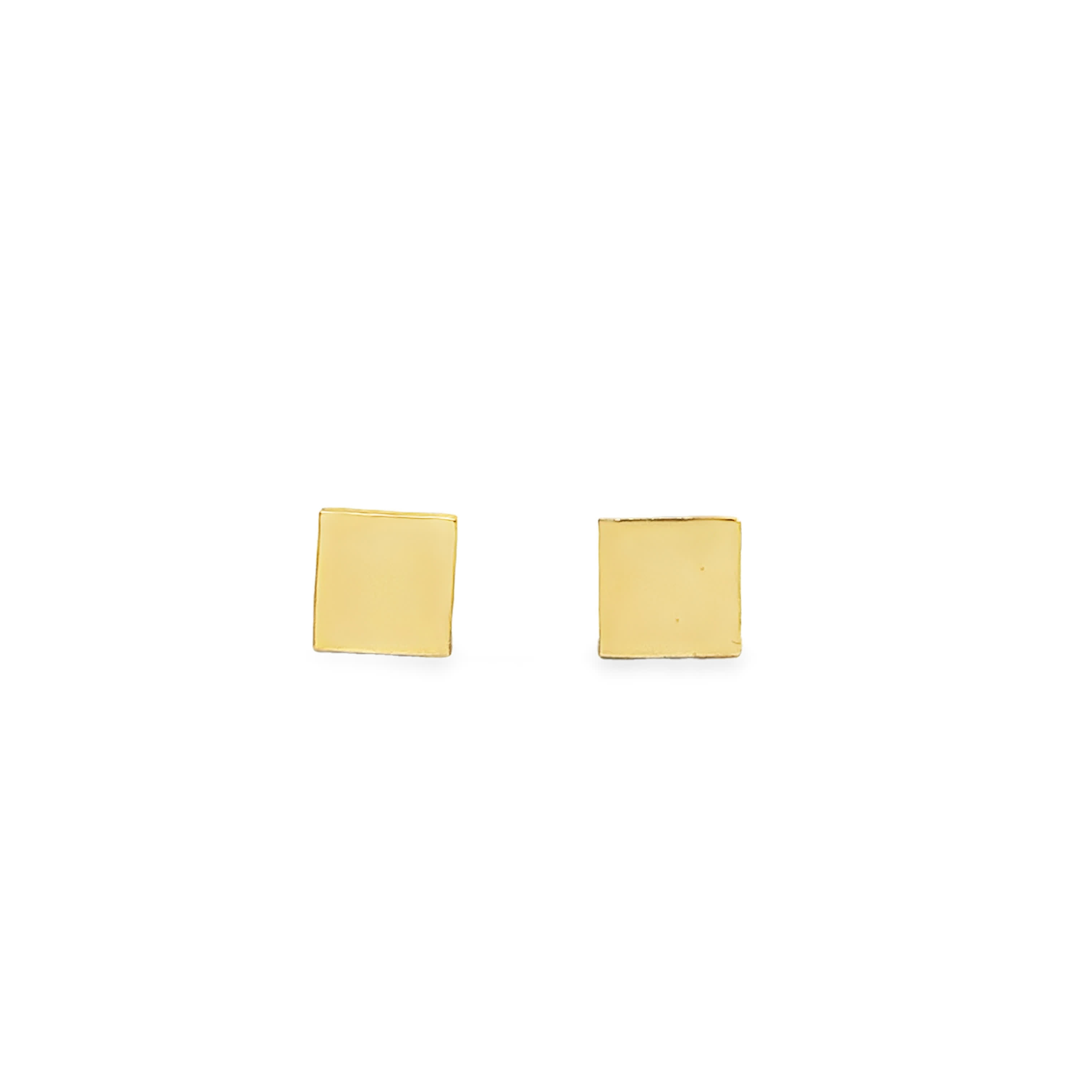 Square Yellow Gold Stud Earrings: Minimalist Elegance
