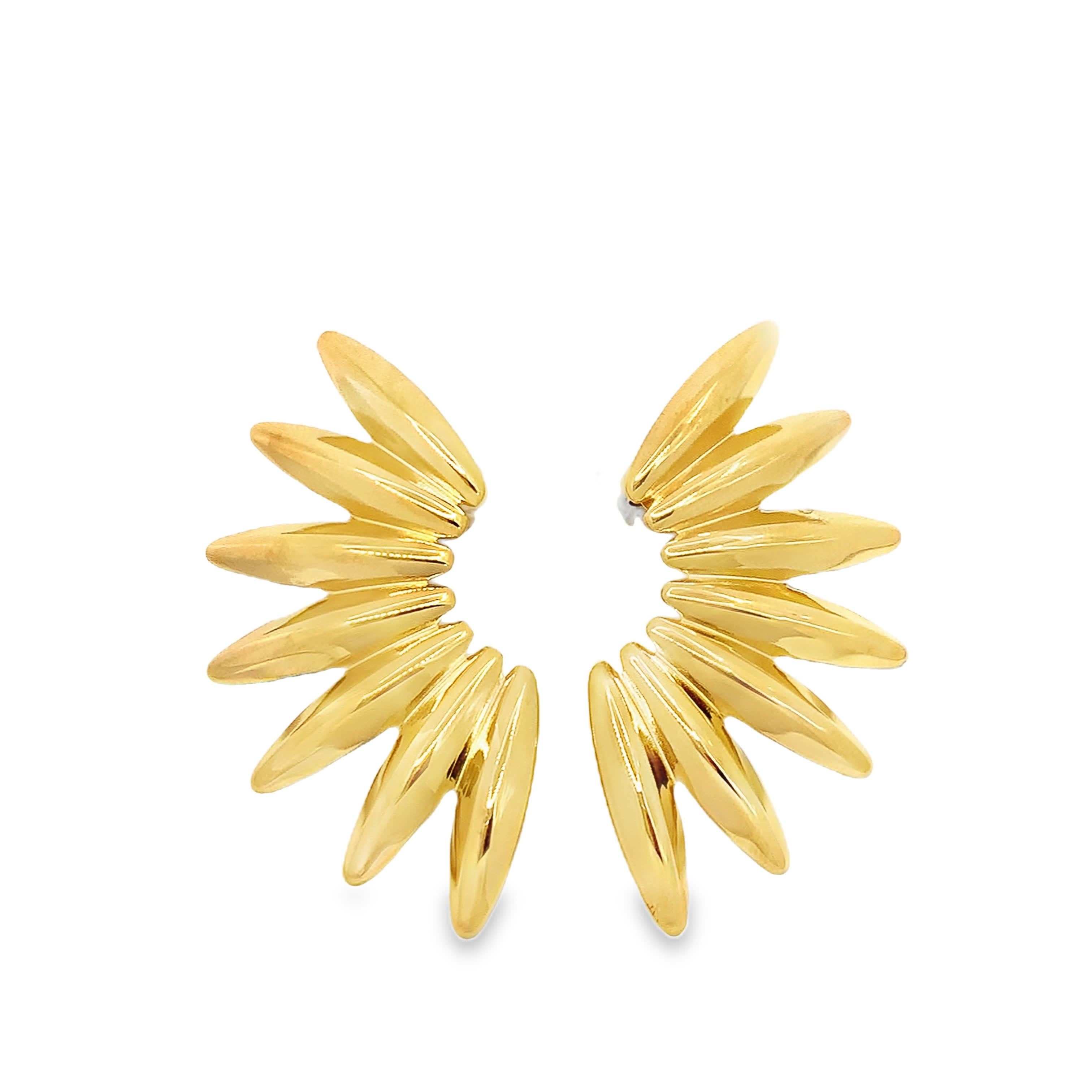 Yellow Gold Petal Stud Earrings