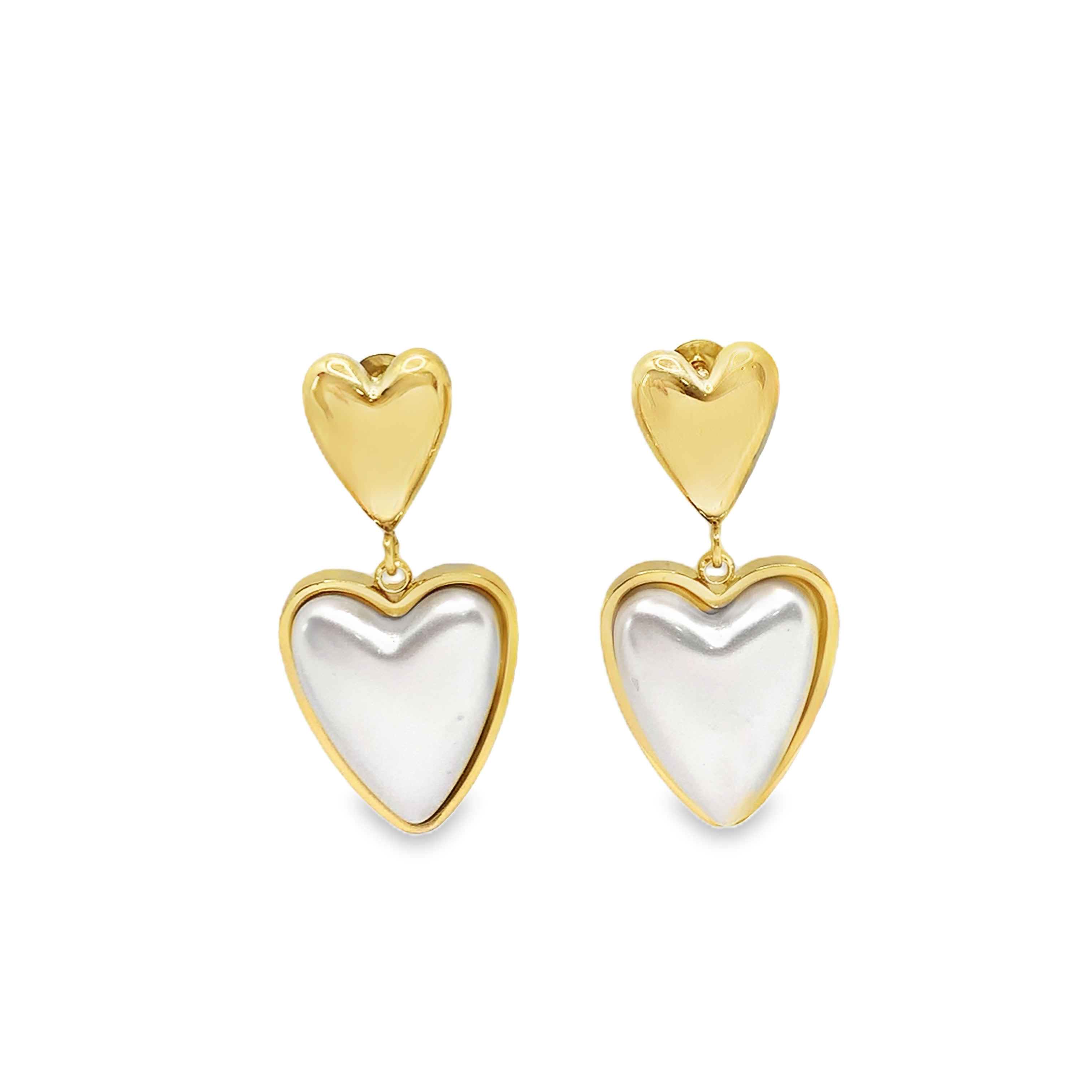 Heart-Shaped Yellow Gold Dangle Earrings