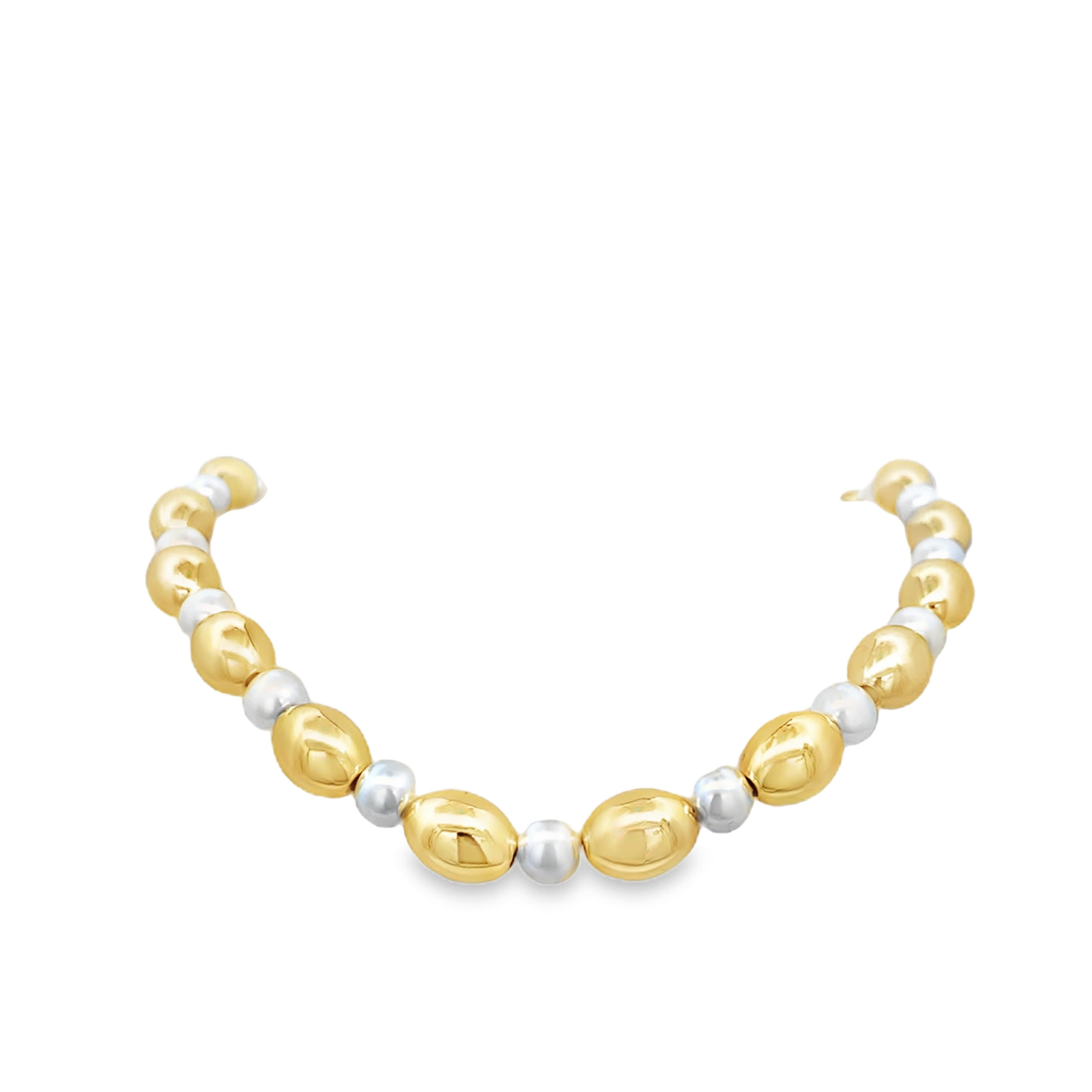 Naszyjnik z pereł barokowych i metalu