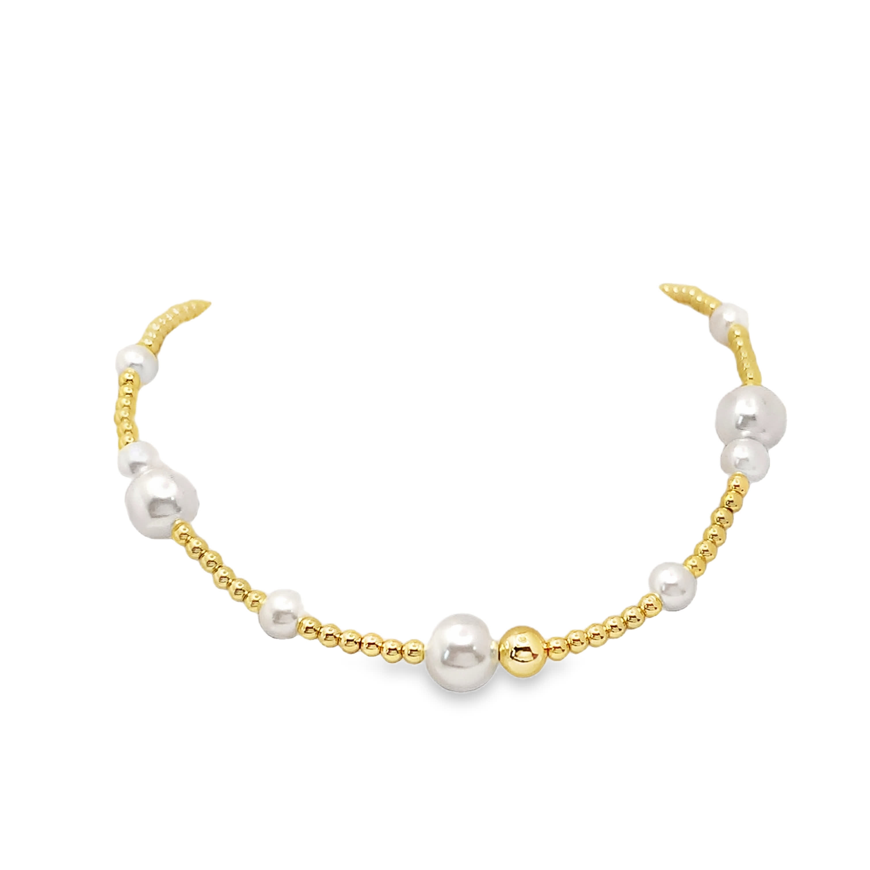 Bransoletka z koralików z metalu z okrągłymi akcentami z pereł