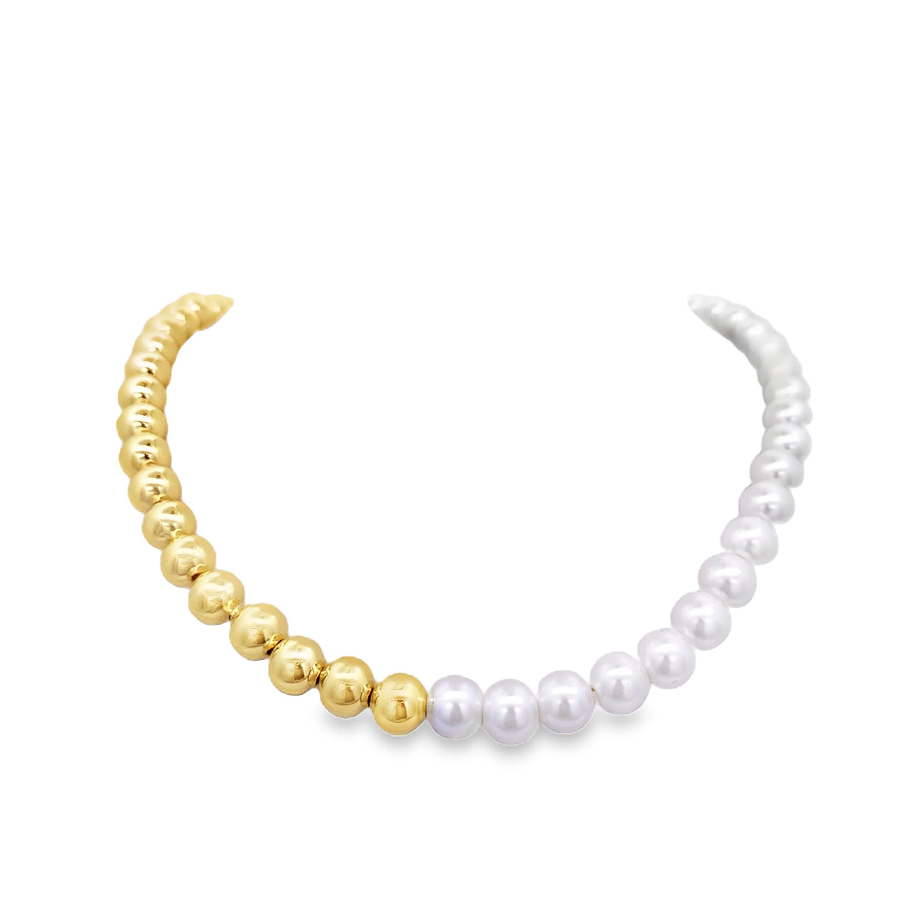 Yellow Gold and Pearl Beaded Necklace