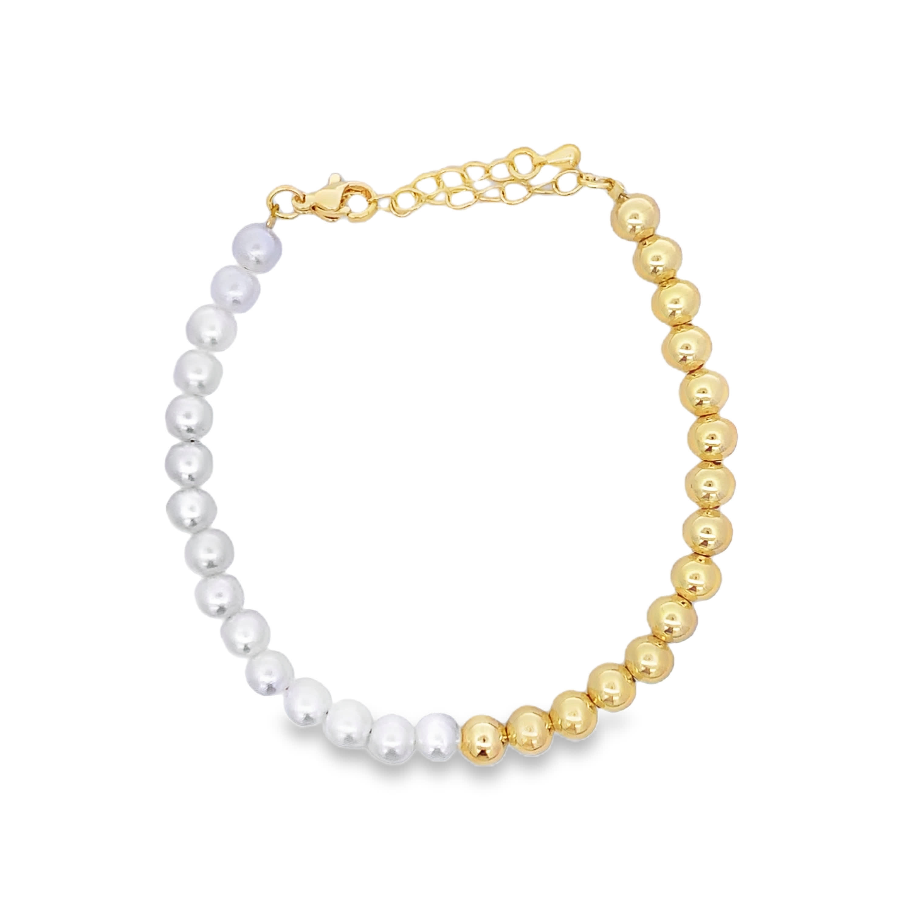 Two-Tone Pearl and Yellow Gold Beaded Bracelet