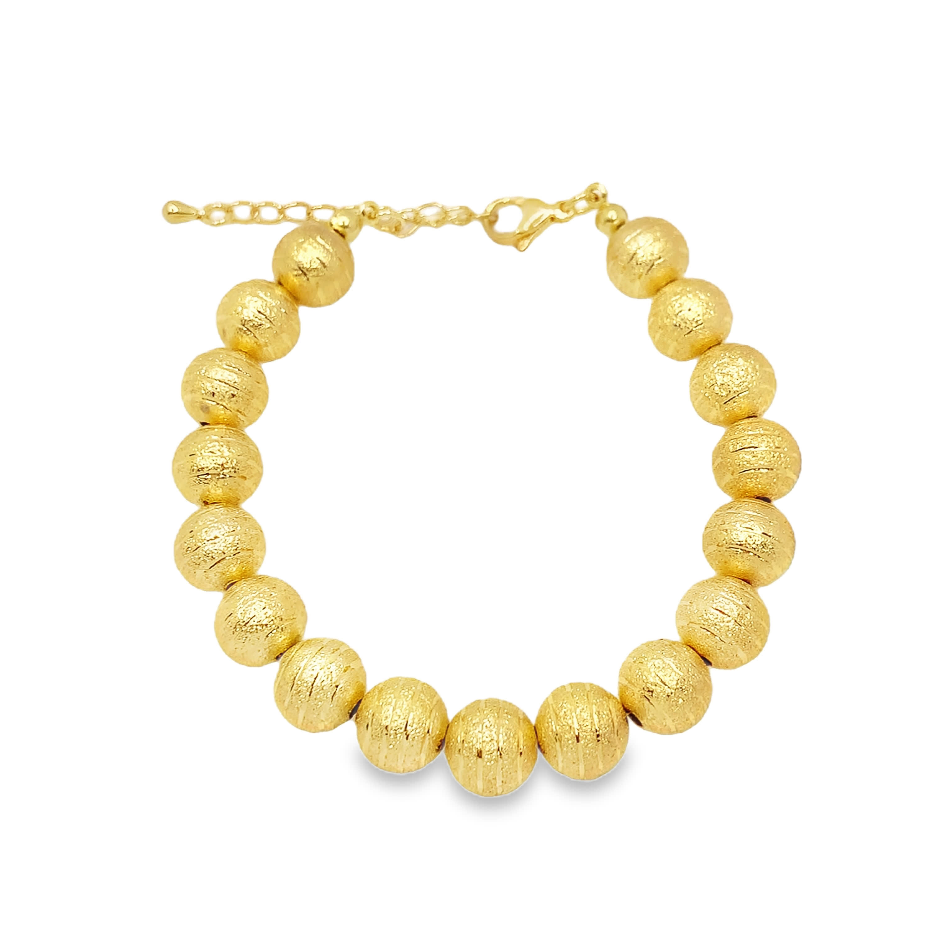 Textured Yellow Gold Beaded Bracelet
