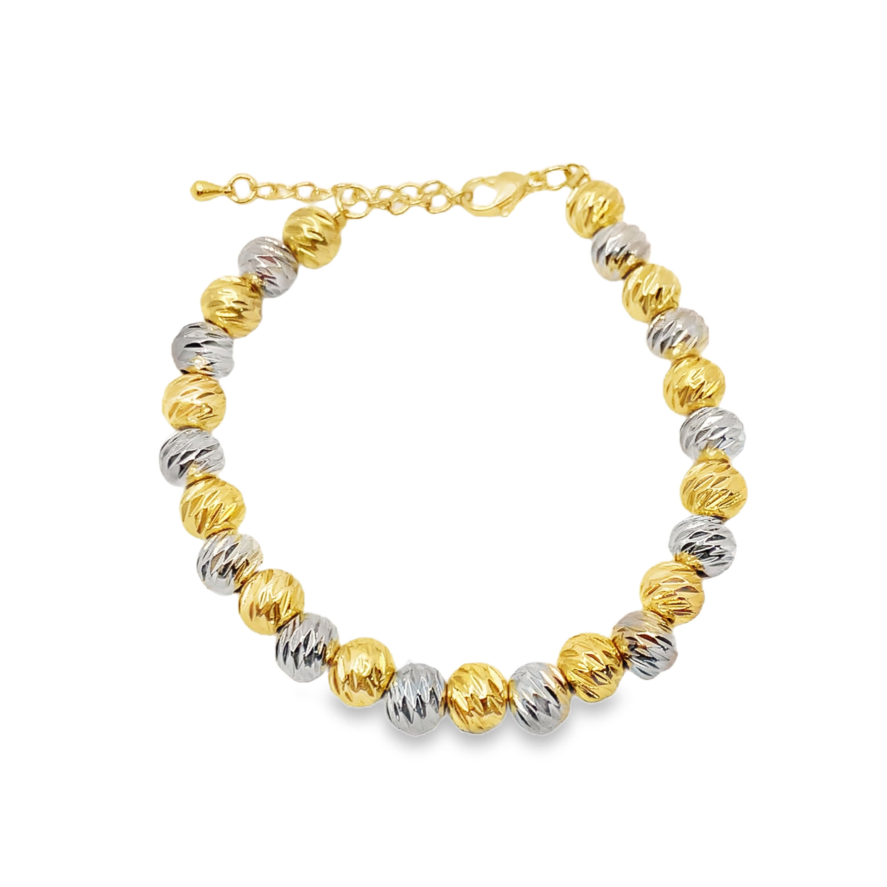 Elegant Two-Tone Beaded Bracelet in Yellow Gold