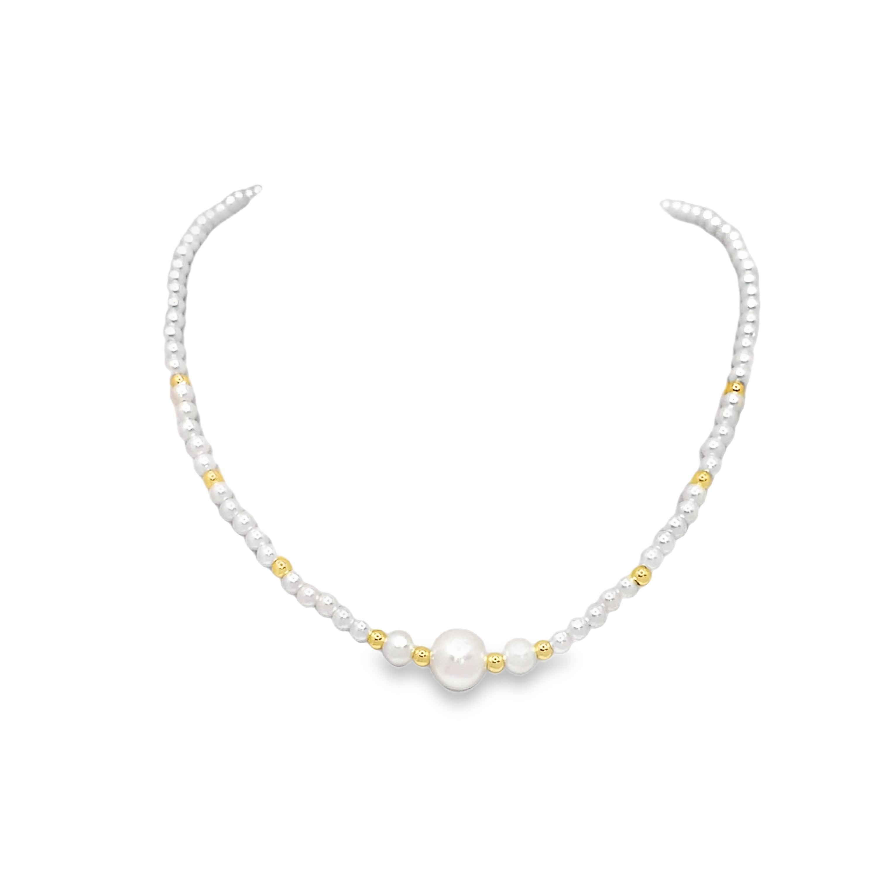 Pearl and Yellow Gold Beaded Necklace