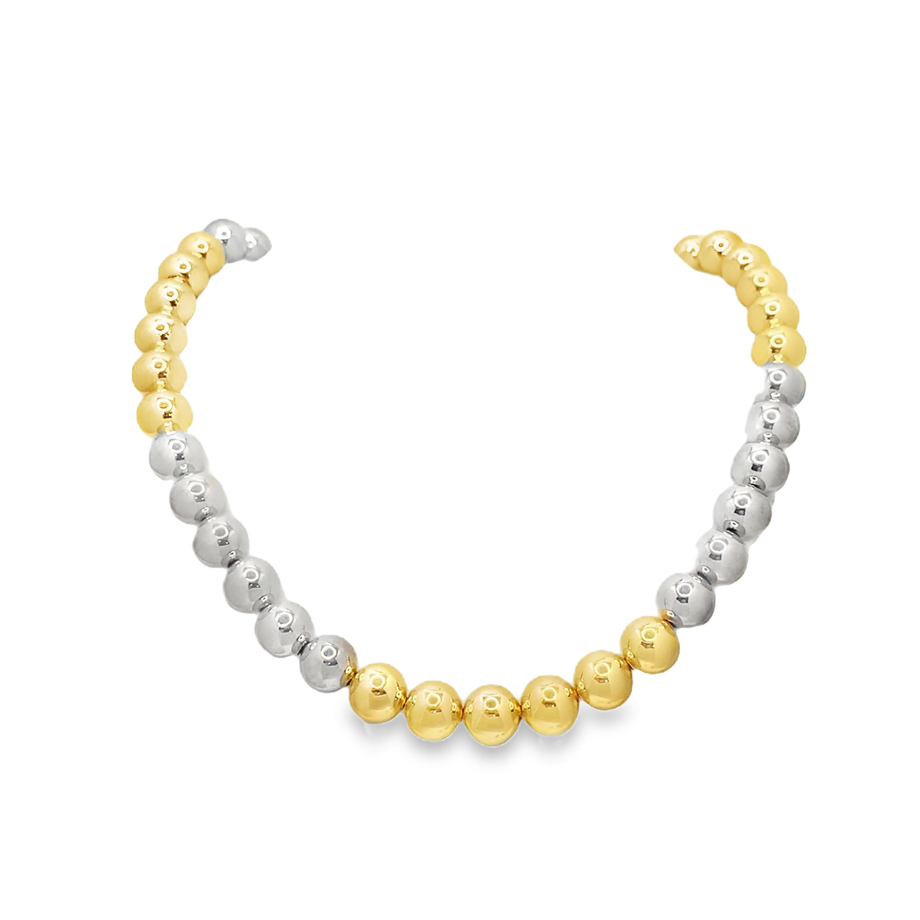 Two-Tone Beaded Bracelet in Yellow Gold