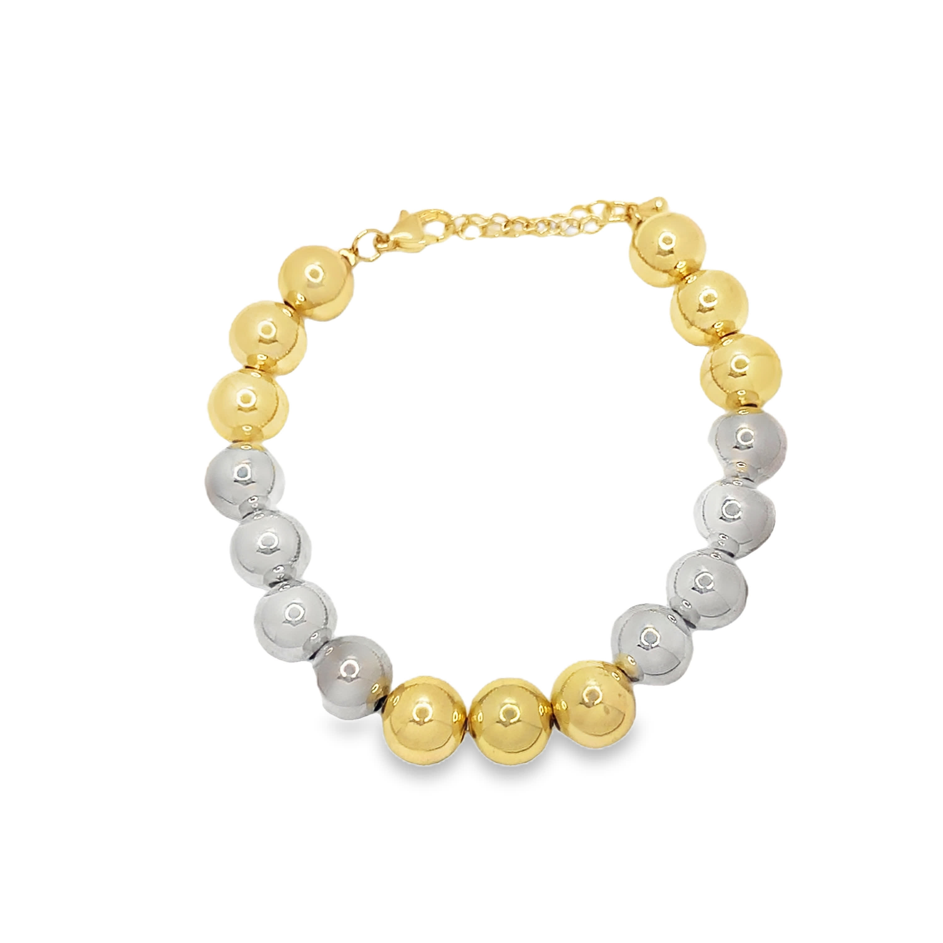 Two-Tone Yellow Gold Beaded Bracelet