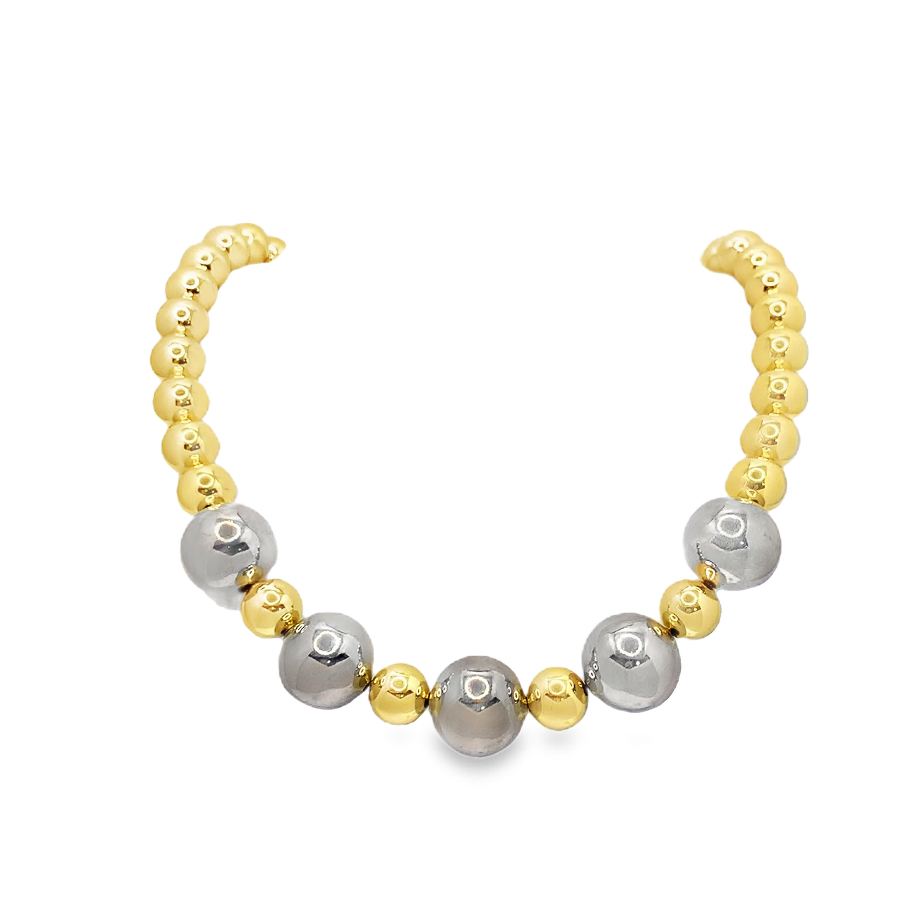 Two-Tone Beaded Bracelet in Yellow Gold