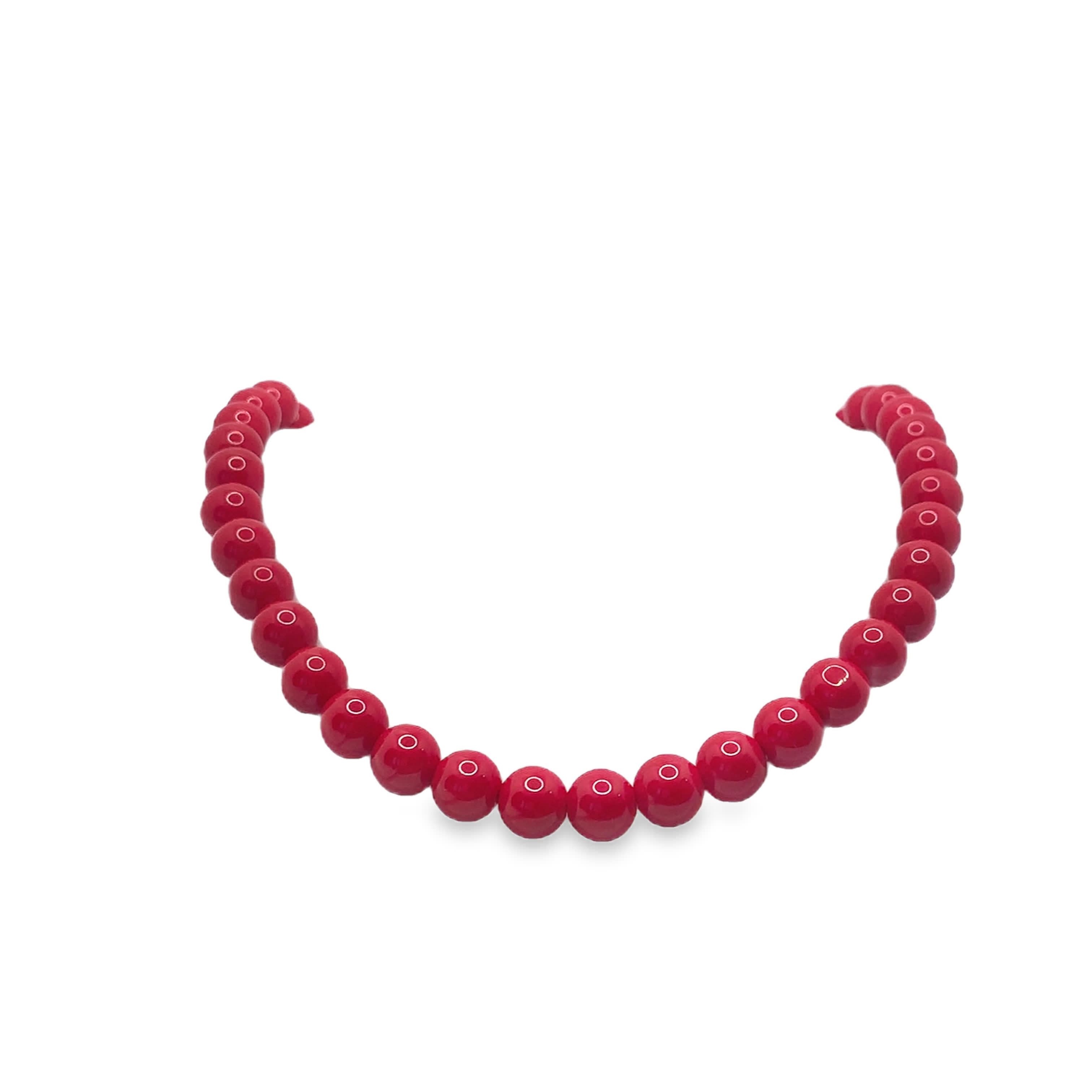 Red Coral Round Beaded Necklace