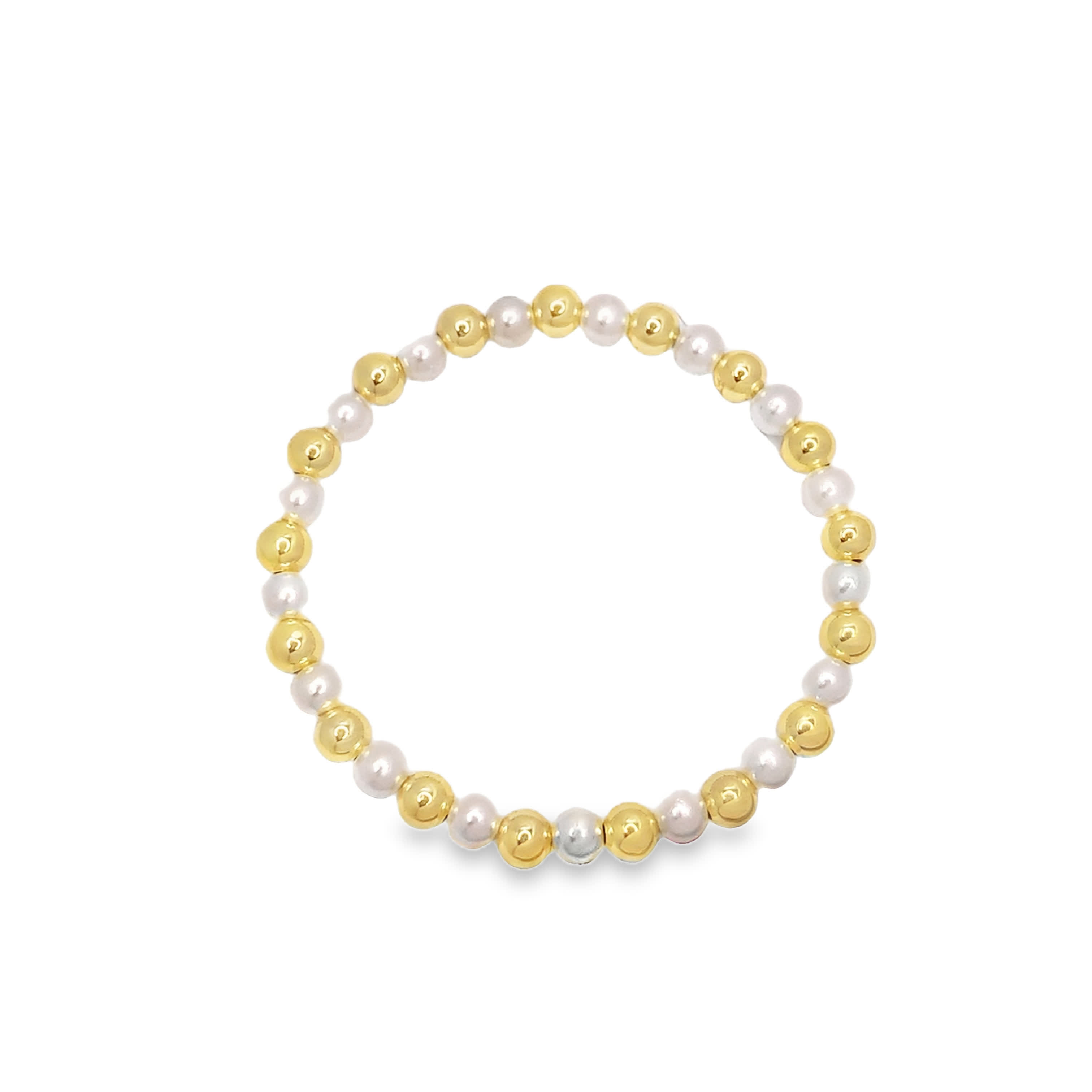 Yellow Gold Accented Pearl Beaded Bracelet