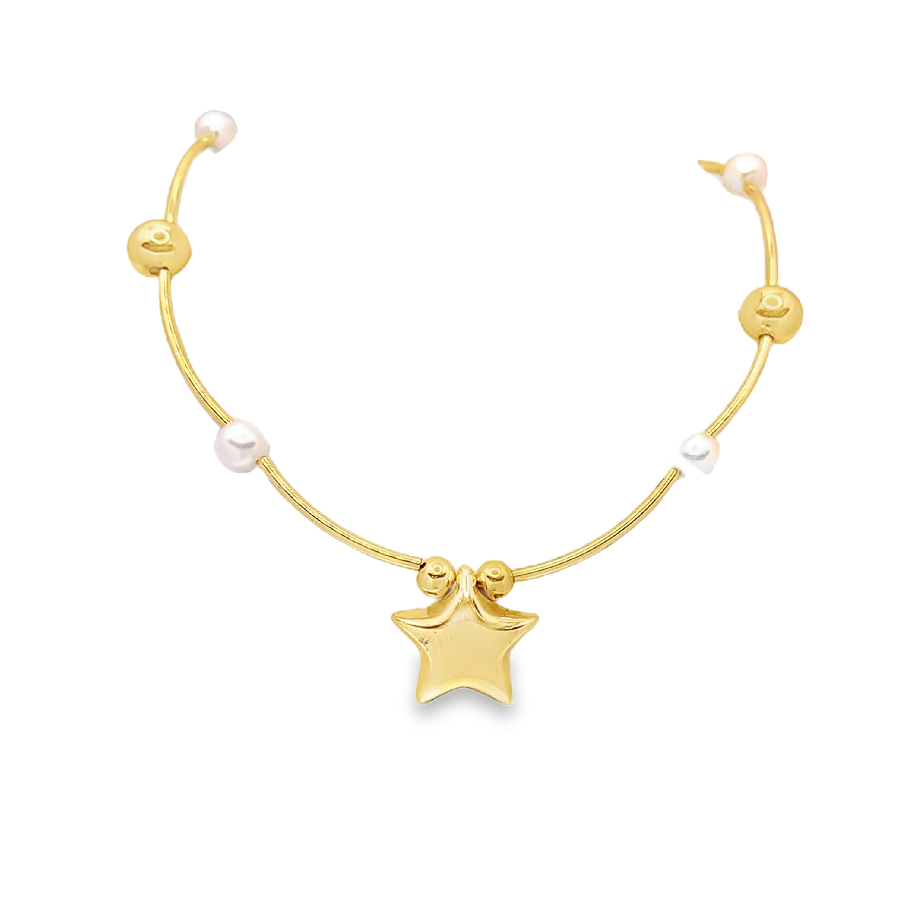 Naszyjnik z pereł i metalu z zawieszką gwiazdką