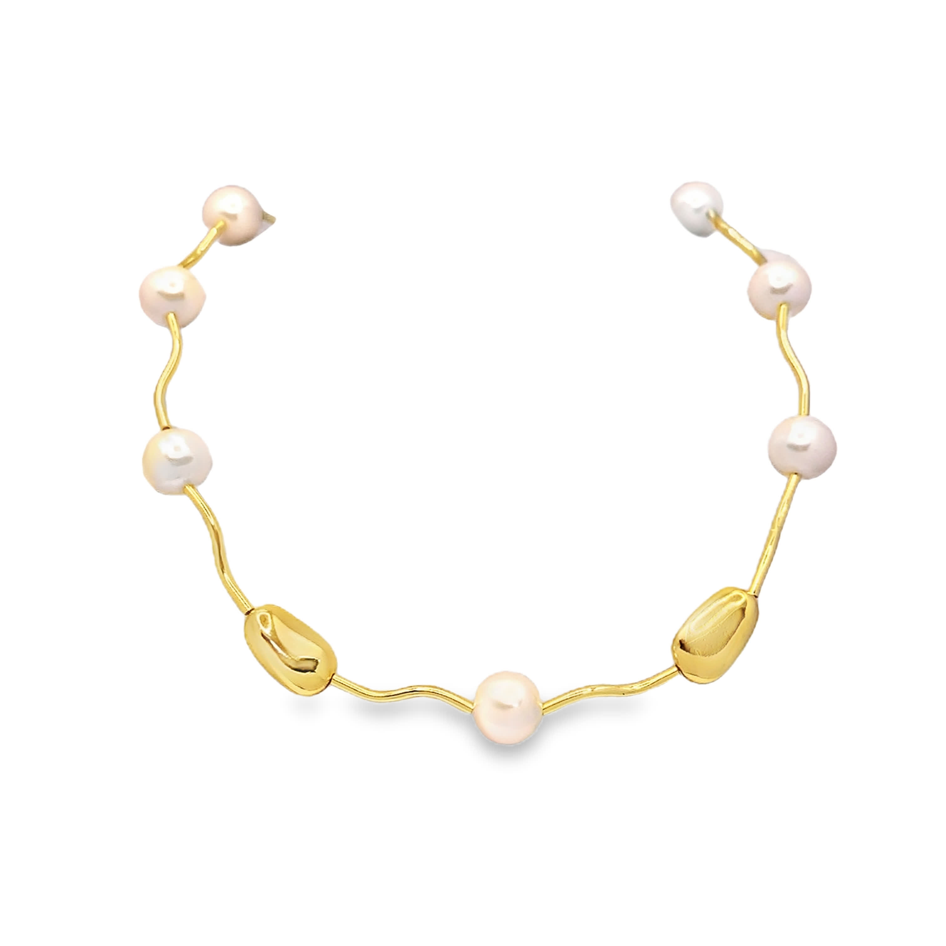 Naszyjnik z koralików pereł kaboszonowych i metalu