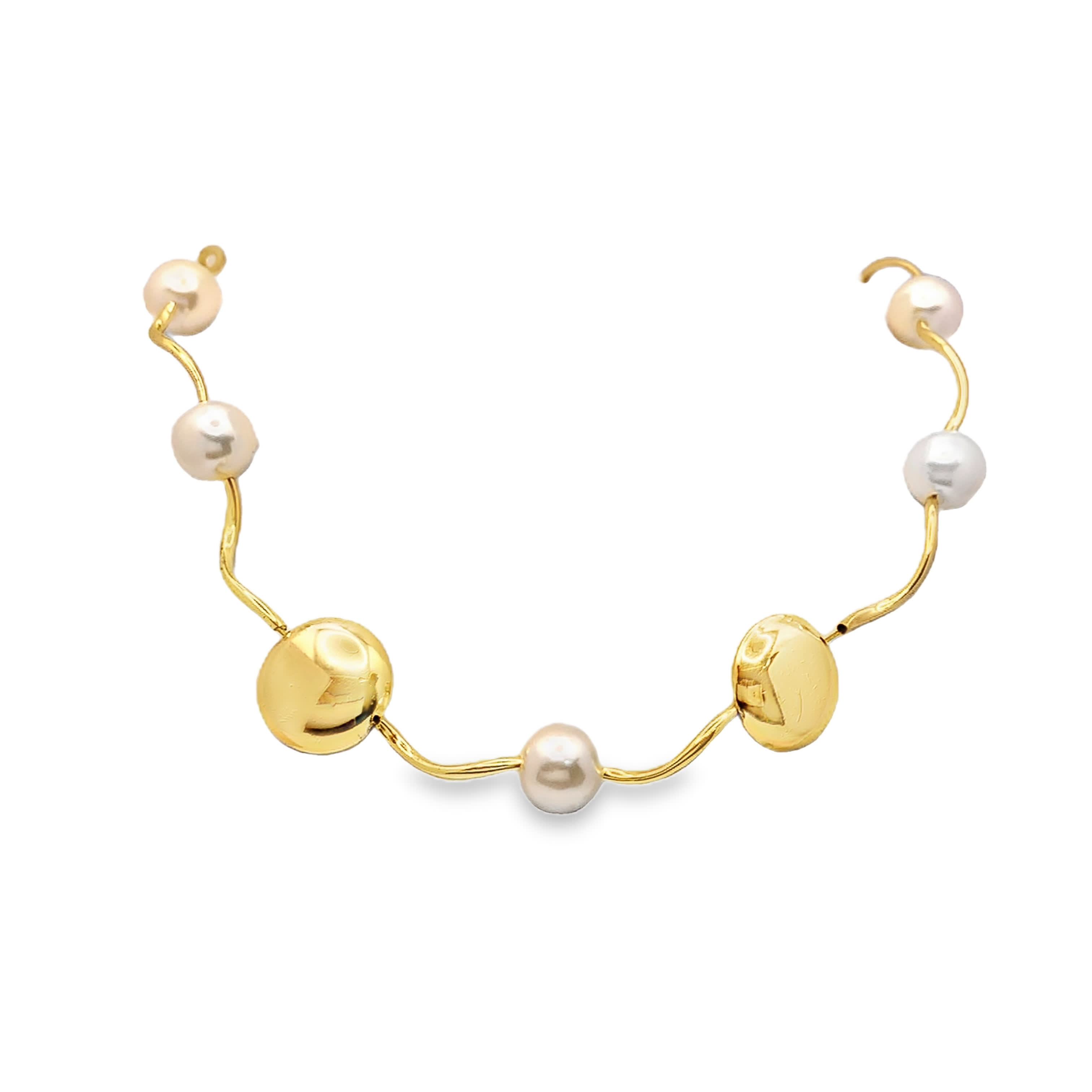 Naszyjnik z pereł kaboszonowych i metalu