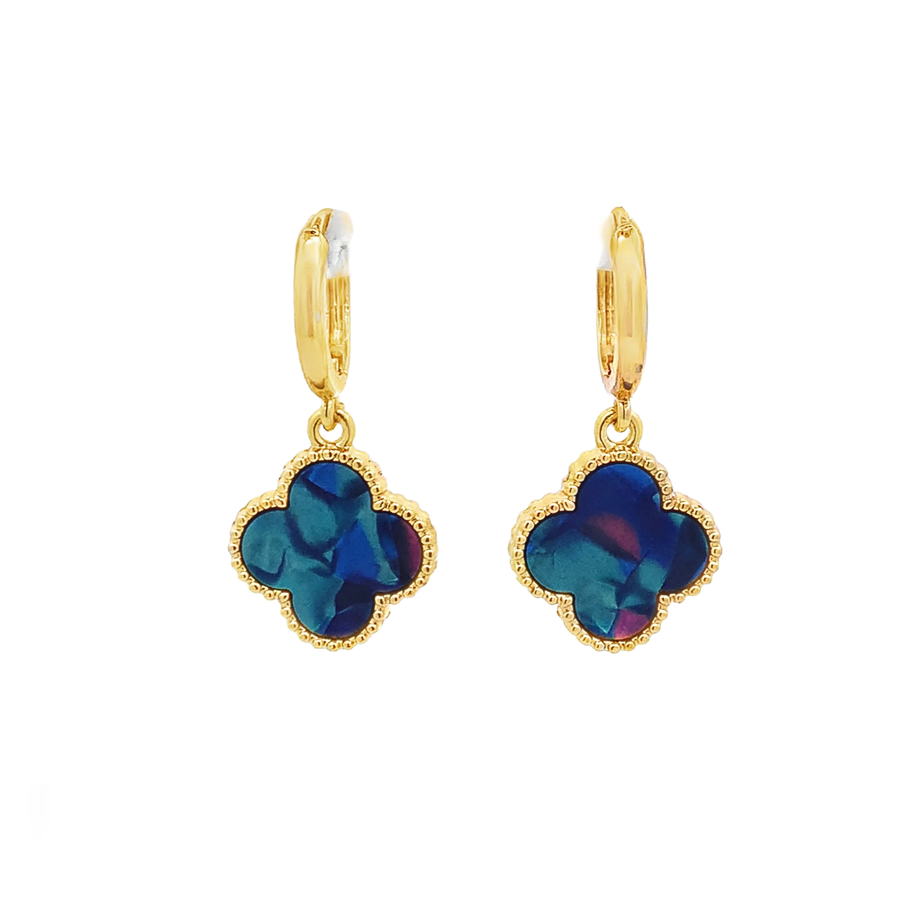 Yellow Gold Clover Dangle Earrings