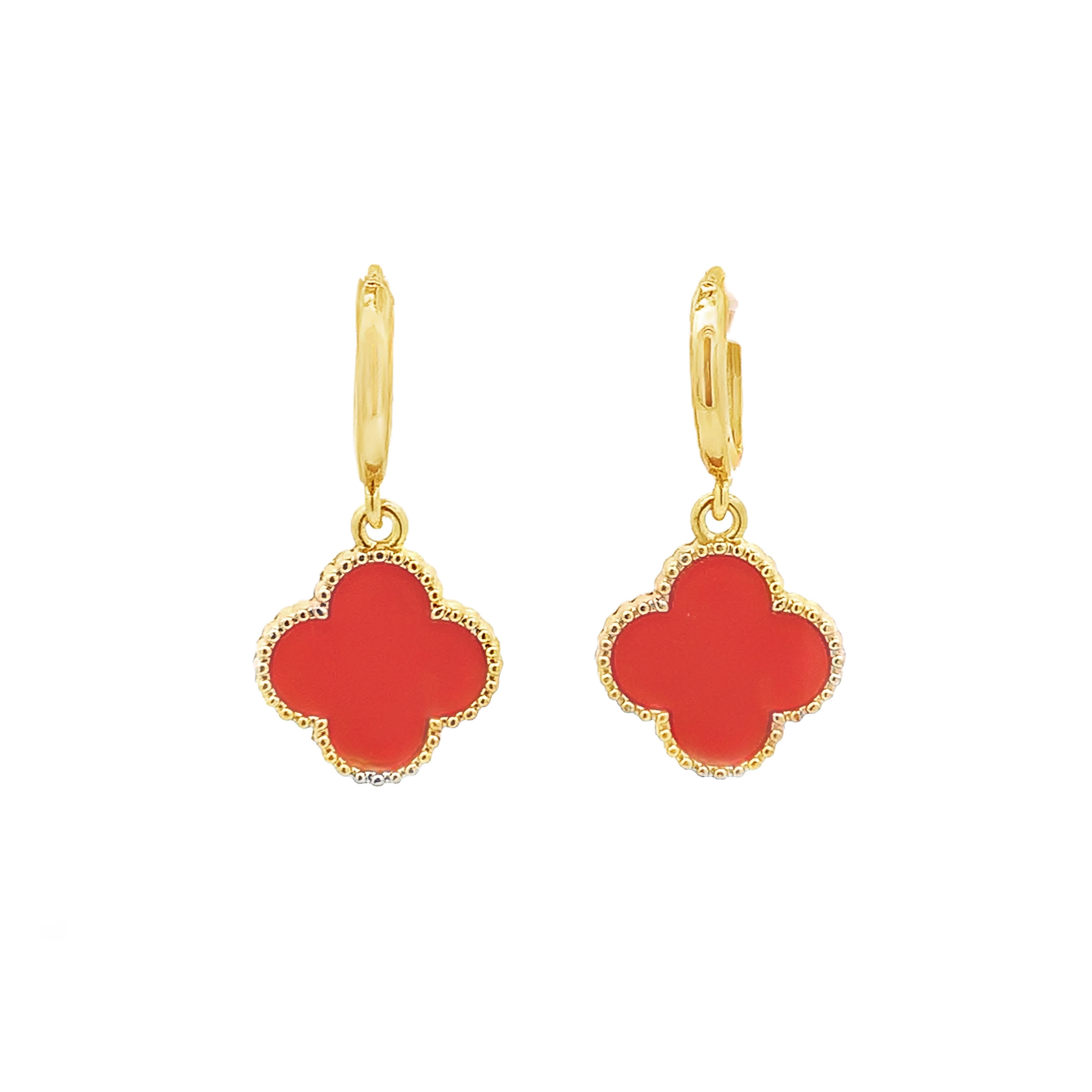 Chic Yellow Gold Clover Dangle Earrings