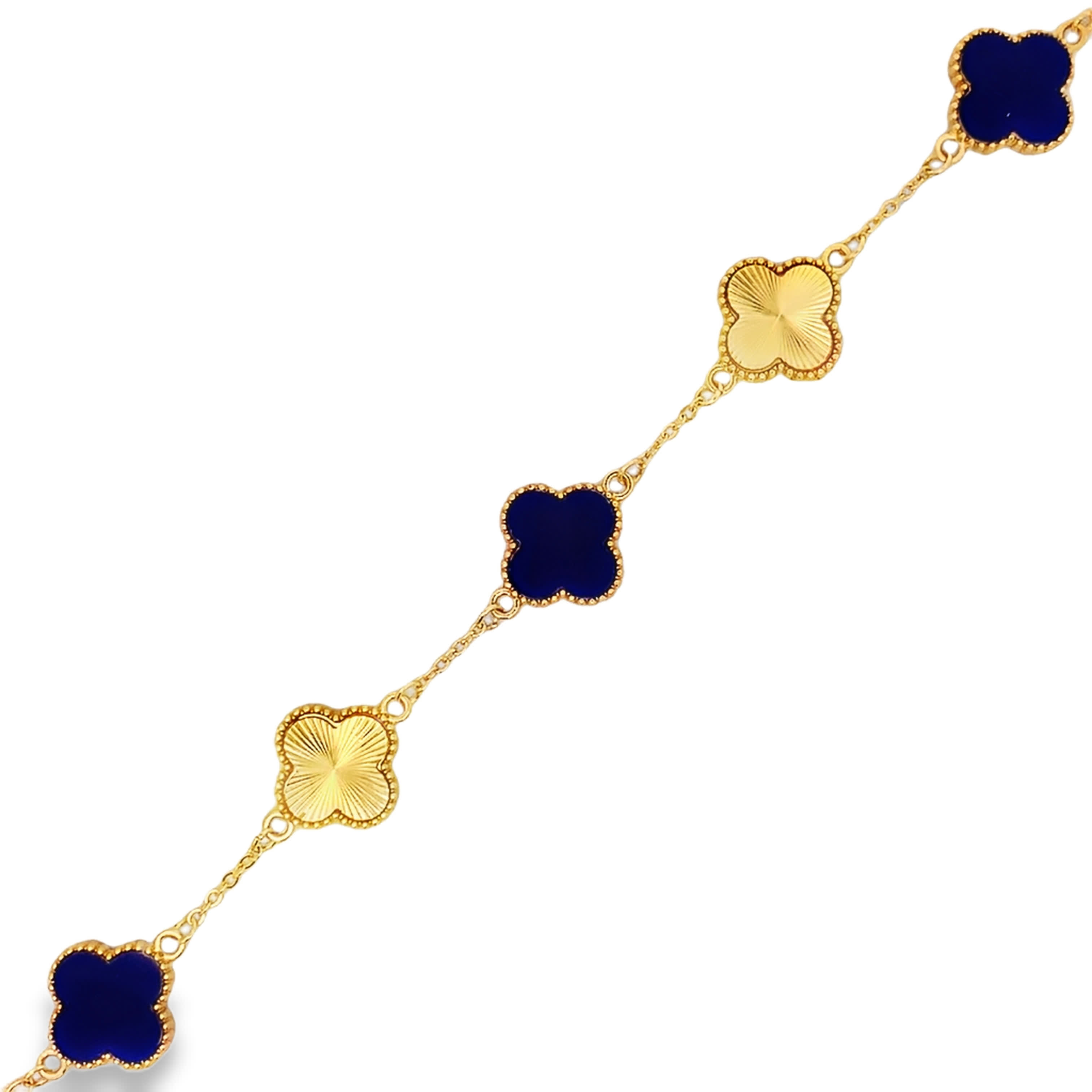 Elegant Yellow Gold Clover Chain Bracelet